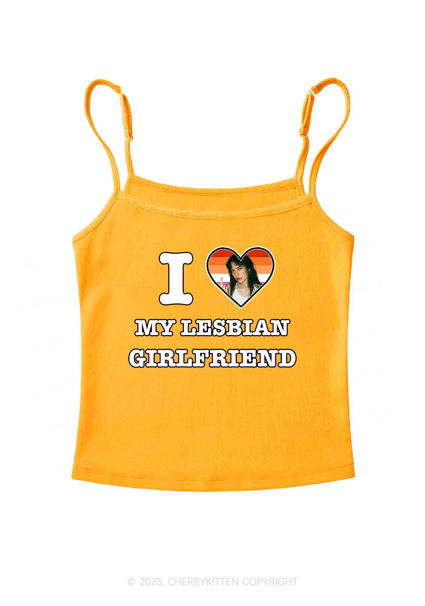 Custom My Lesbian GF Pride Y2K Spaghetti Strap Cami Cherrykitten