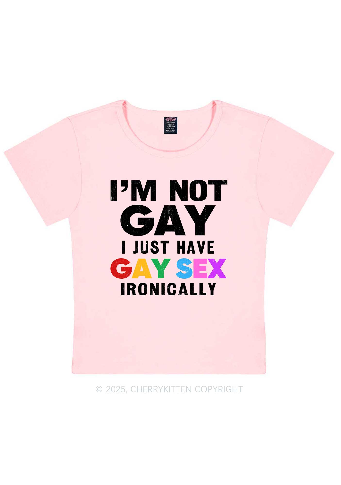 Gay Sx Ironically Pride Y2K Baby Tee Cherrykitten