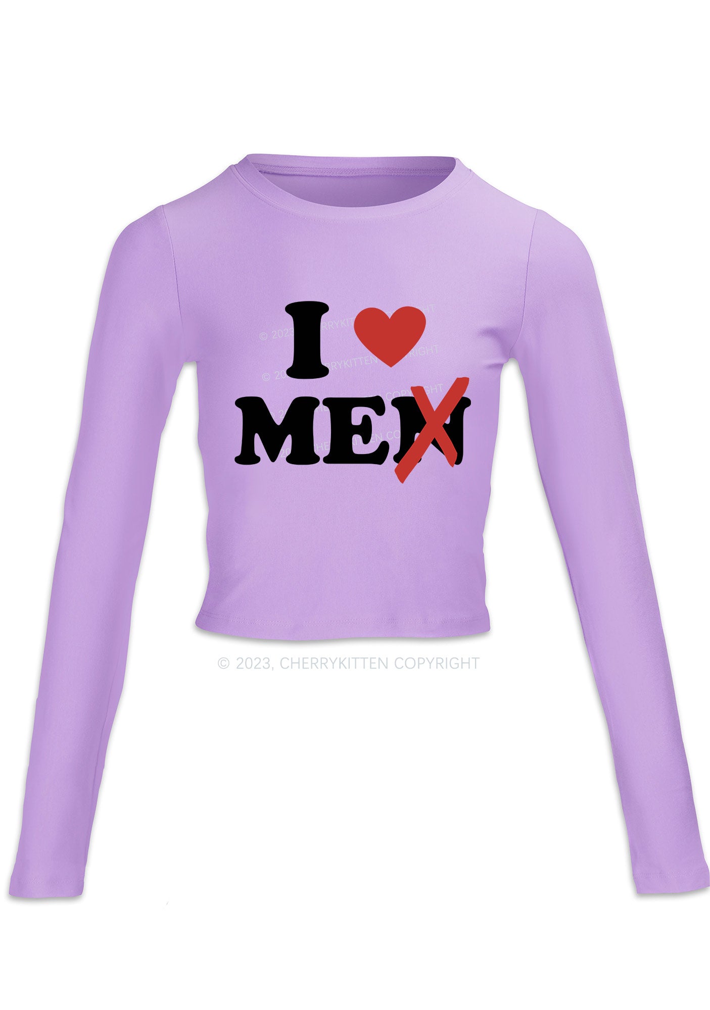Love Me Not Men Long Sleeve Crop Top Cherrykitten