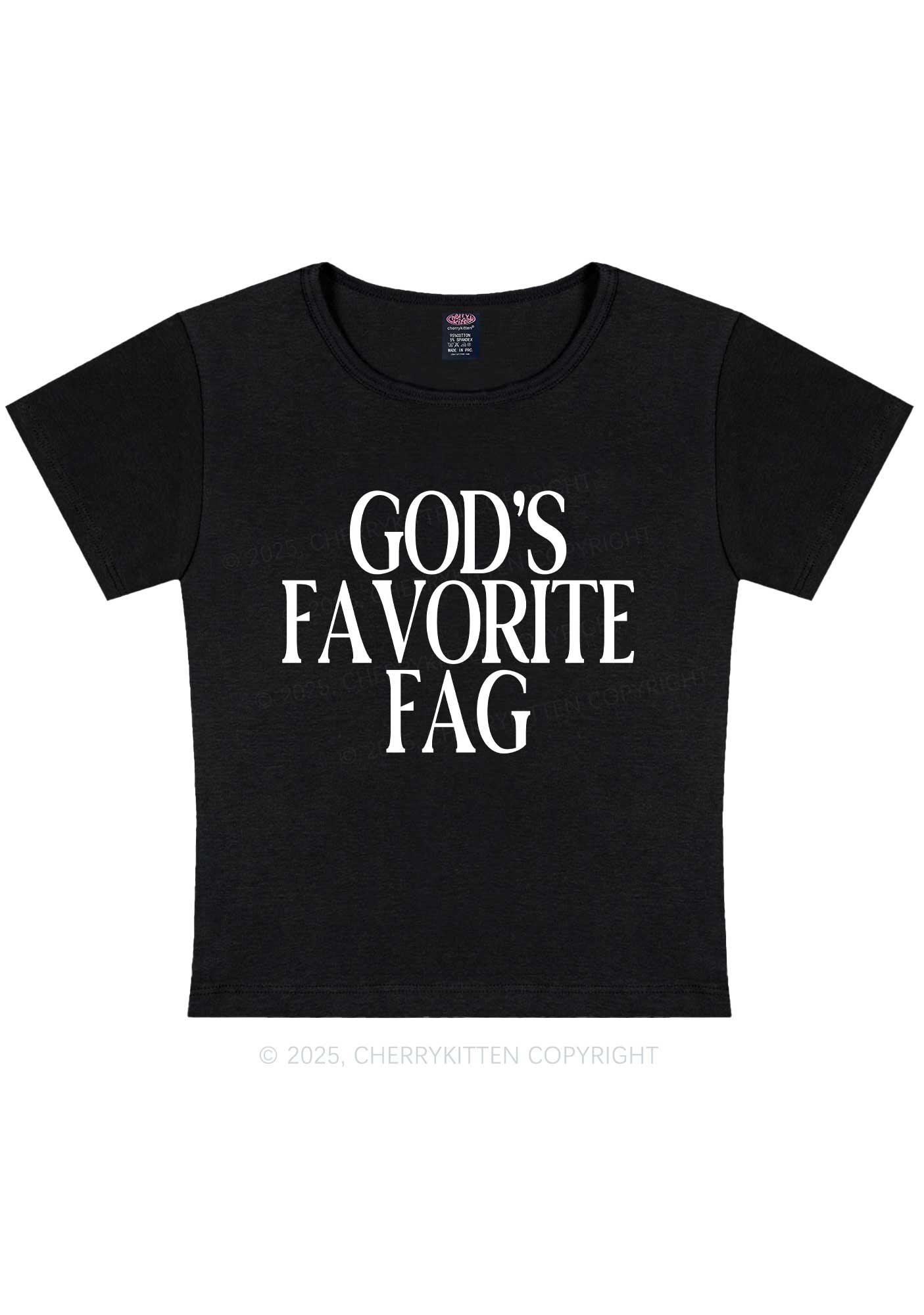 Gods Favorite Fag Pride Y2K Baby Tee Cherrykitten