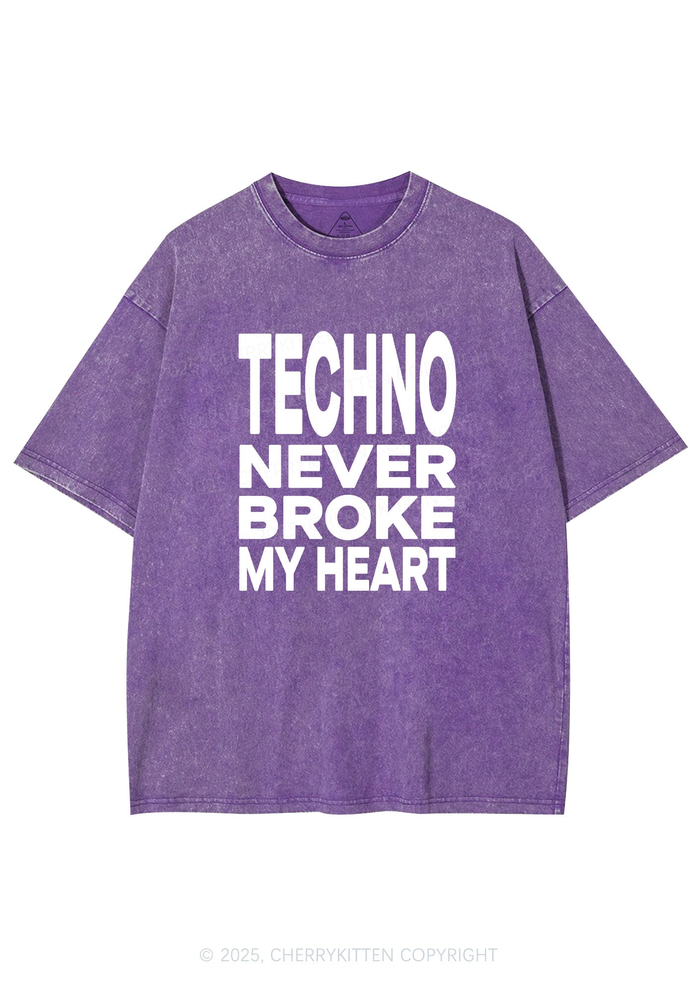 Techno Heart Y2K Shirts Washed Tee Cherrykitten
