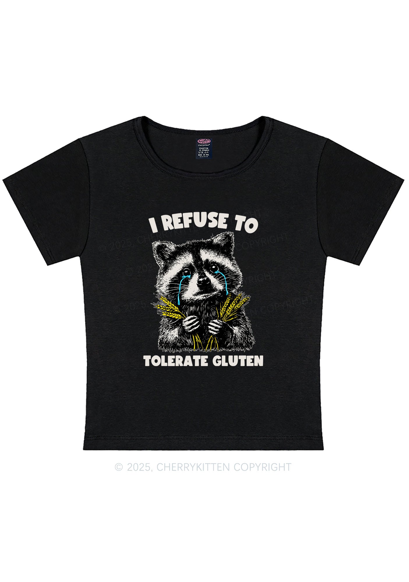 Refuse To Tolerate Gluten Y2K Baby Tee Cherrykitten