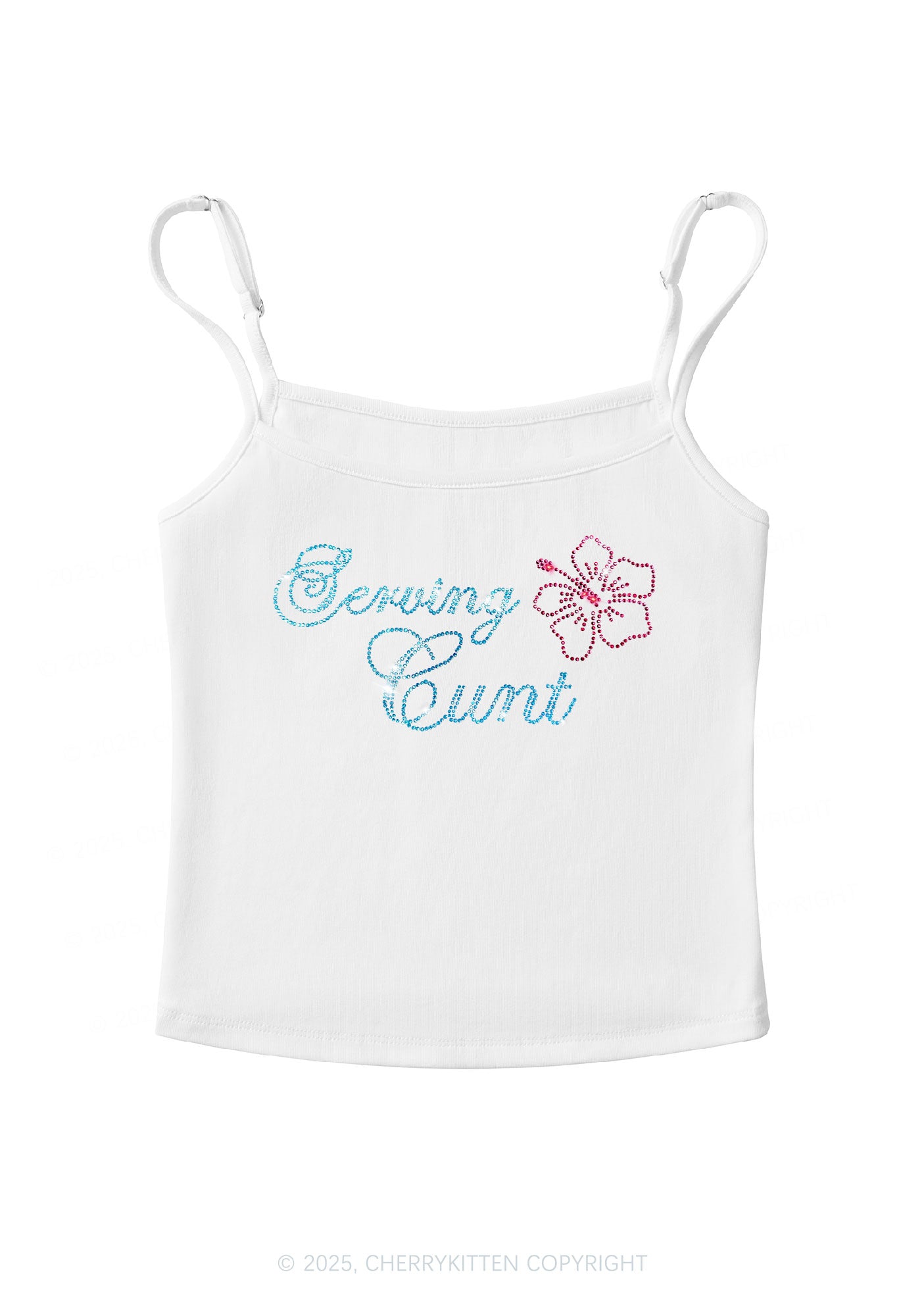Rhinestone Serving Cxxt Y2K Spaghetti Strap Cami Cherrykitten