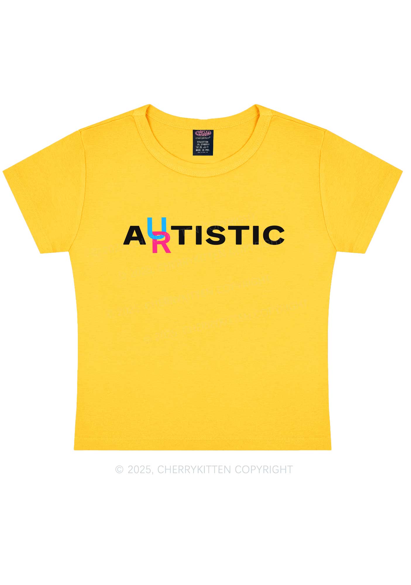 Autistic Artistic Y2K Baby Tee Cherrykitten