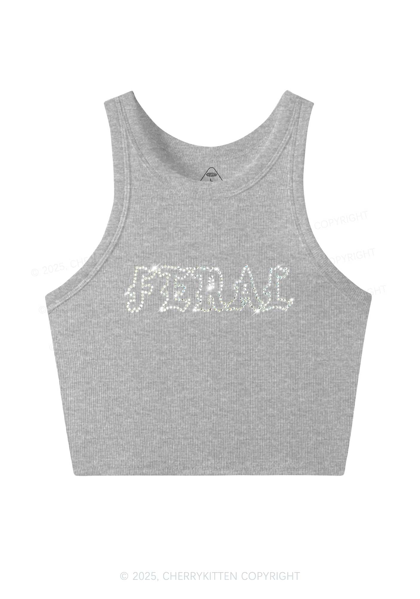 Rhinestone Feral Y2K Crop Tank Top Cherrykitten