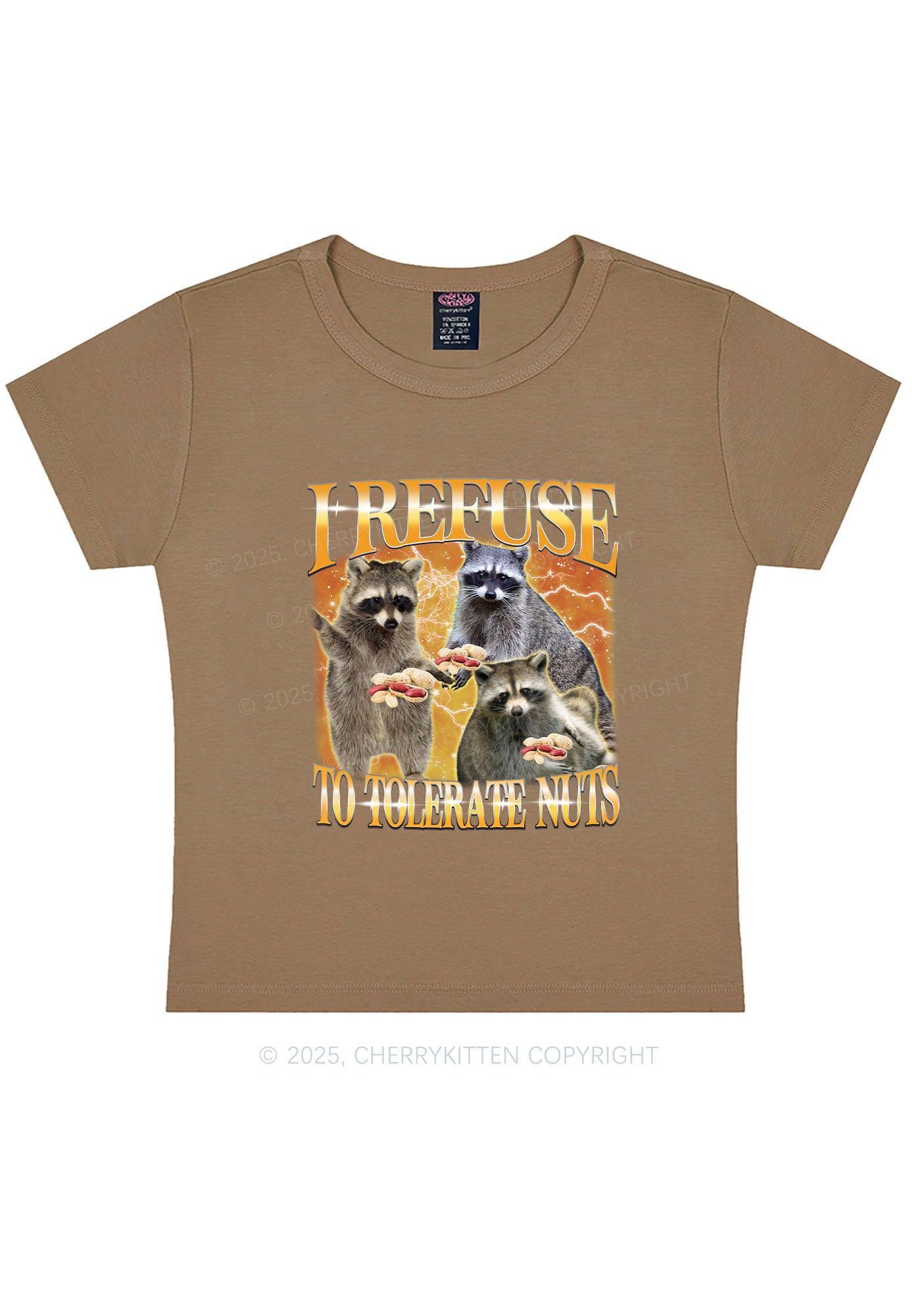 Retro Raccoon Nuts Y2K Baby Tee Cherrykitten