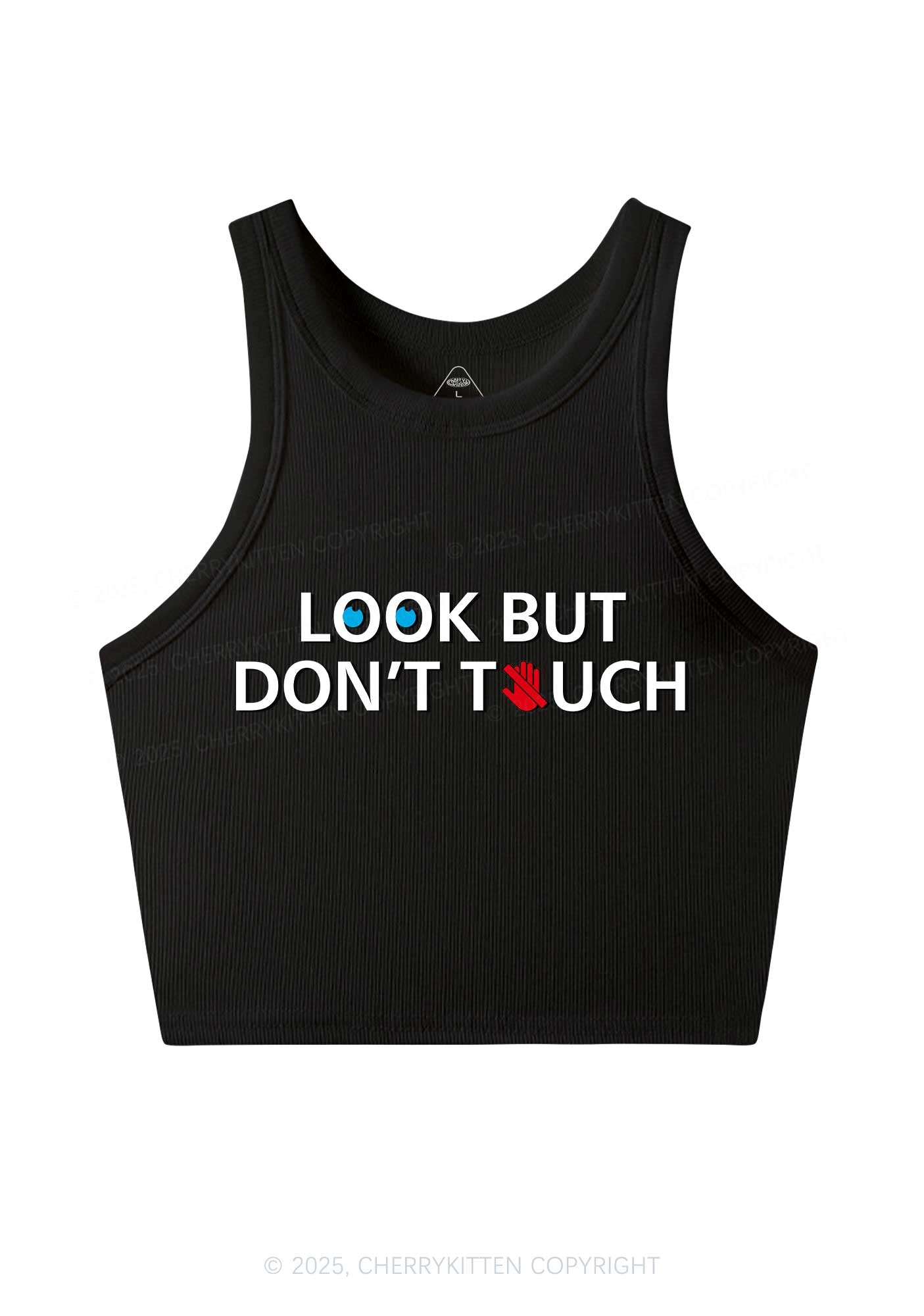 Look Dont Touch Y2K Crop Tank Top Cherrykitten