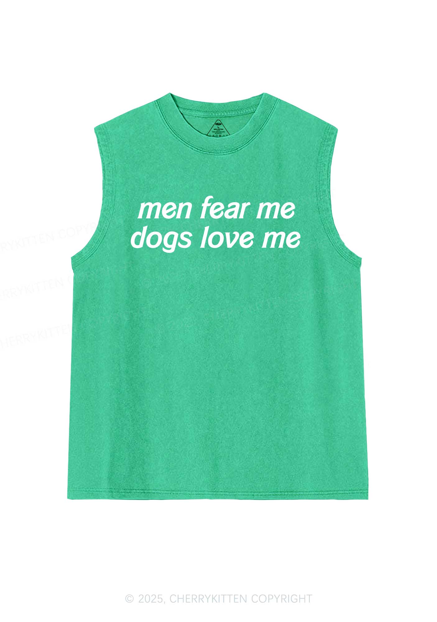 Men Fear Me Y2K Washed Muscle Tank Cherrykitten
