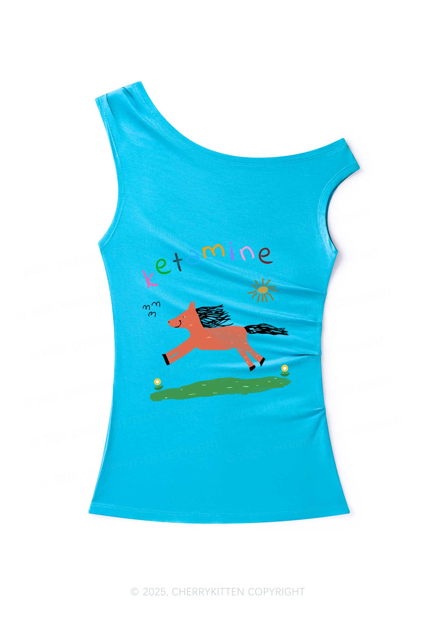 Orange Pony Y2K Off Shoulder Tank Top Cherrykitten