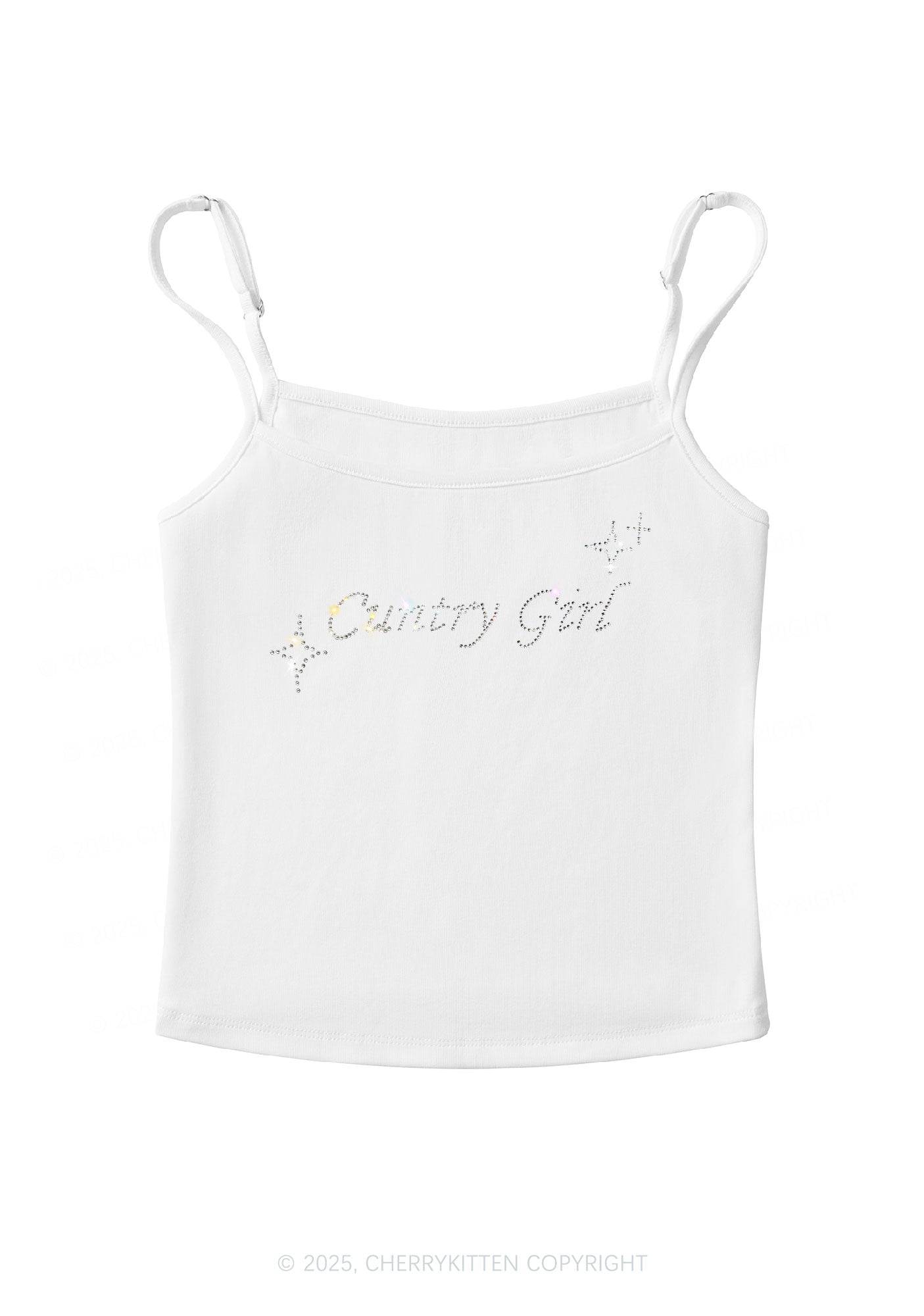 Rhinestone Cxxtry Girl Y2K Spaghetti Strap Cami Cherrykitten
