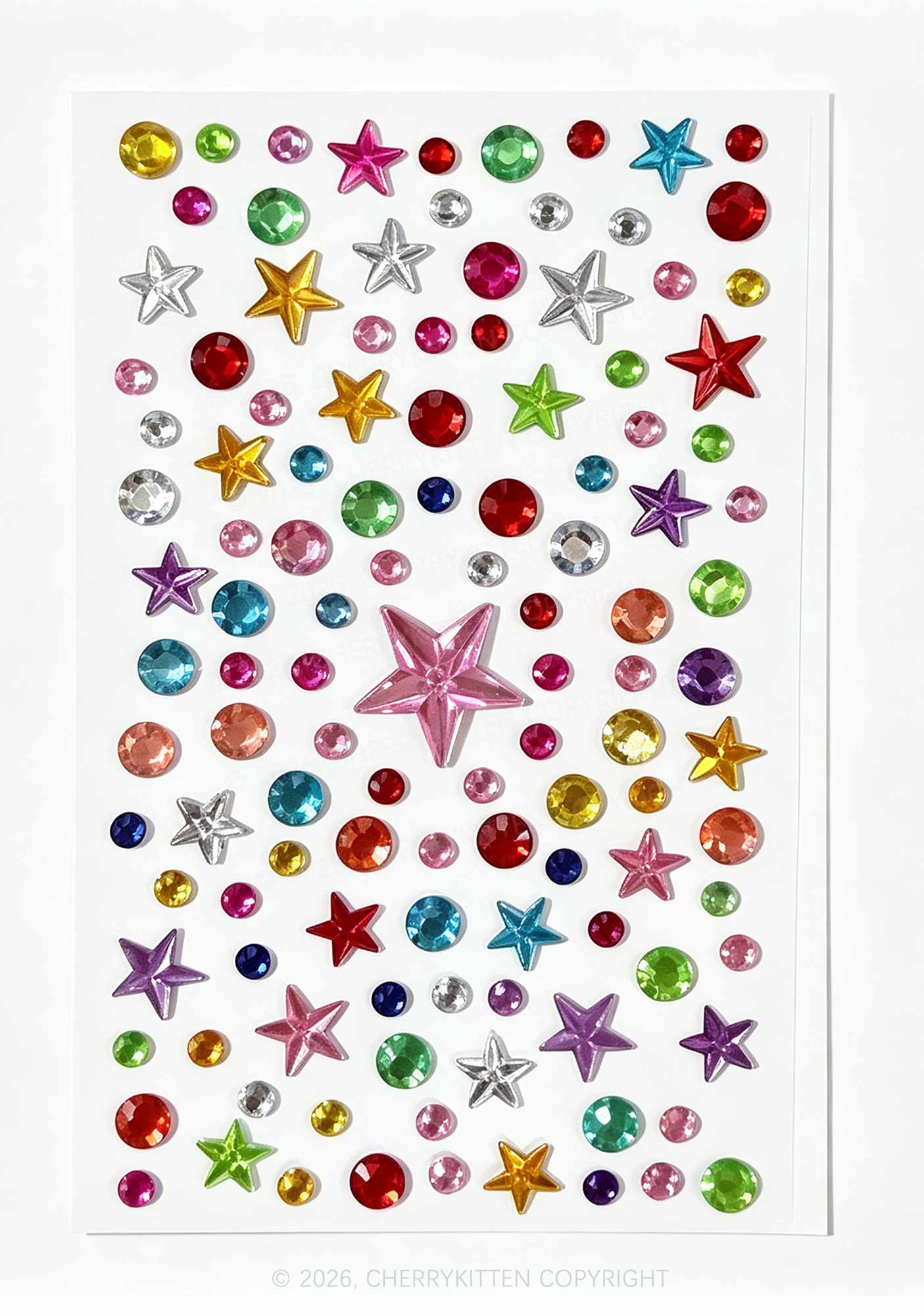 1pc Multicolor Rhinestone Y2K Face Sticker Cherrykitten