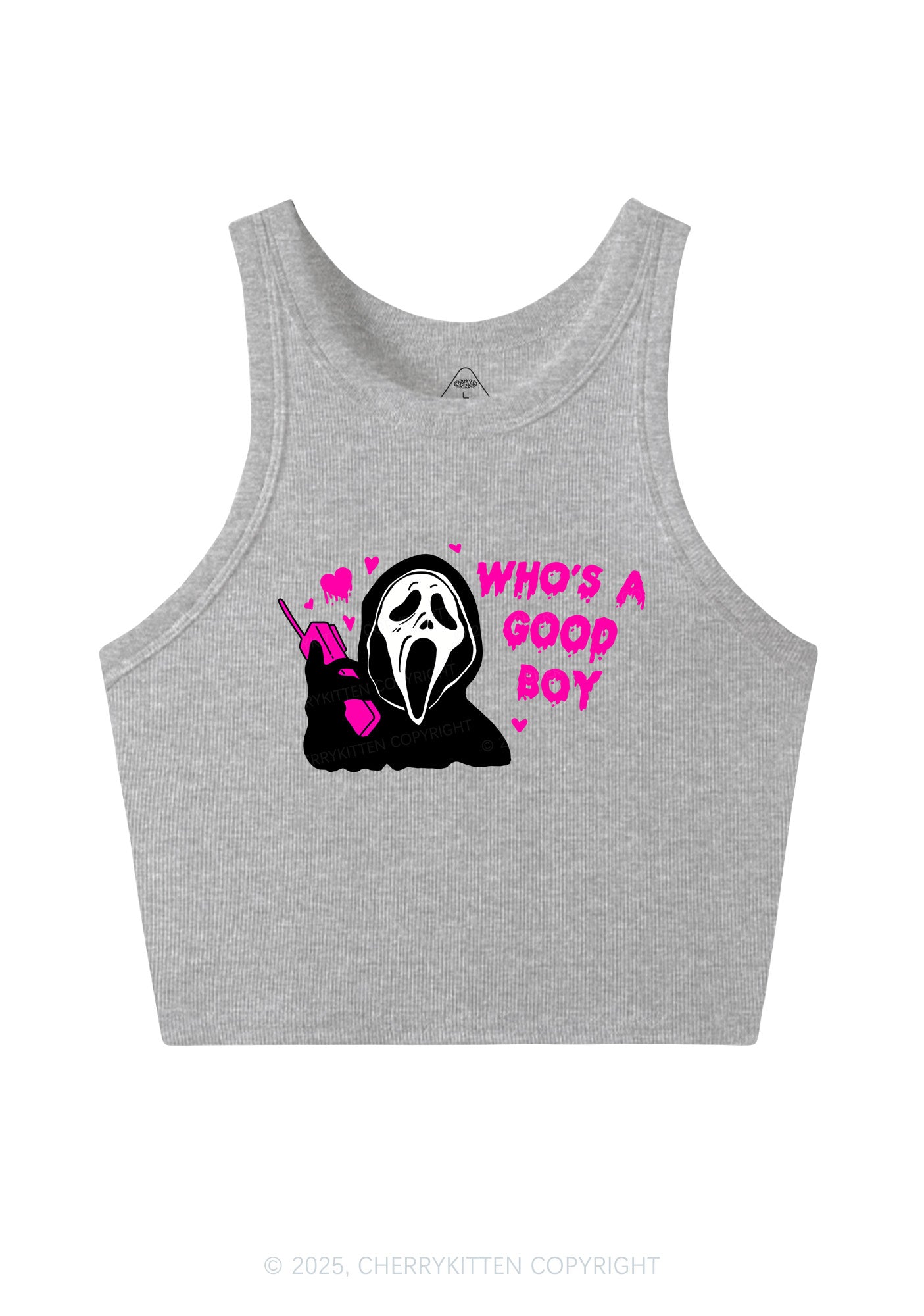 Halloween Whos Good Boy Y2K Crop Tank Top Cherrykitten