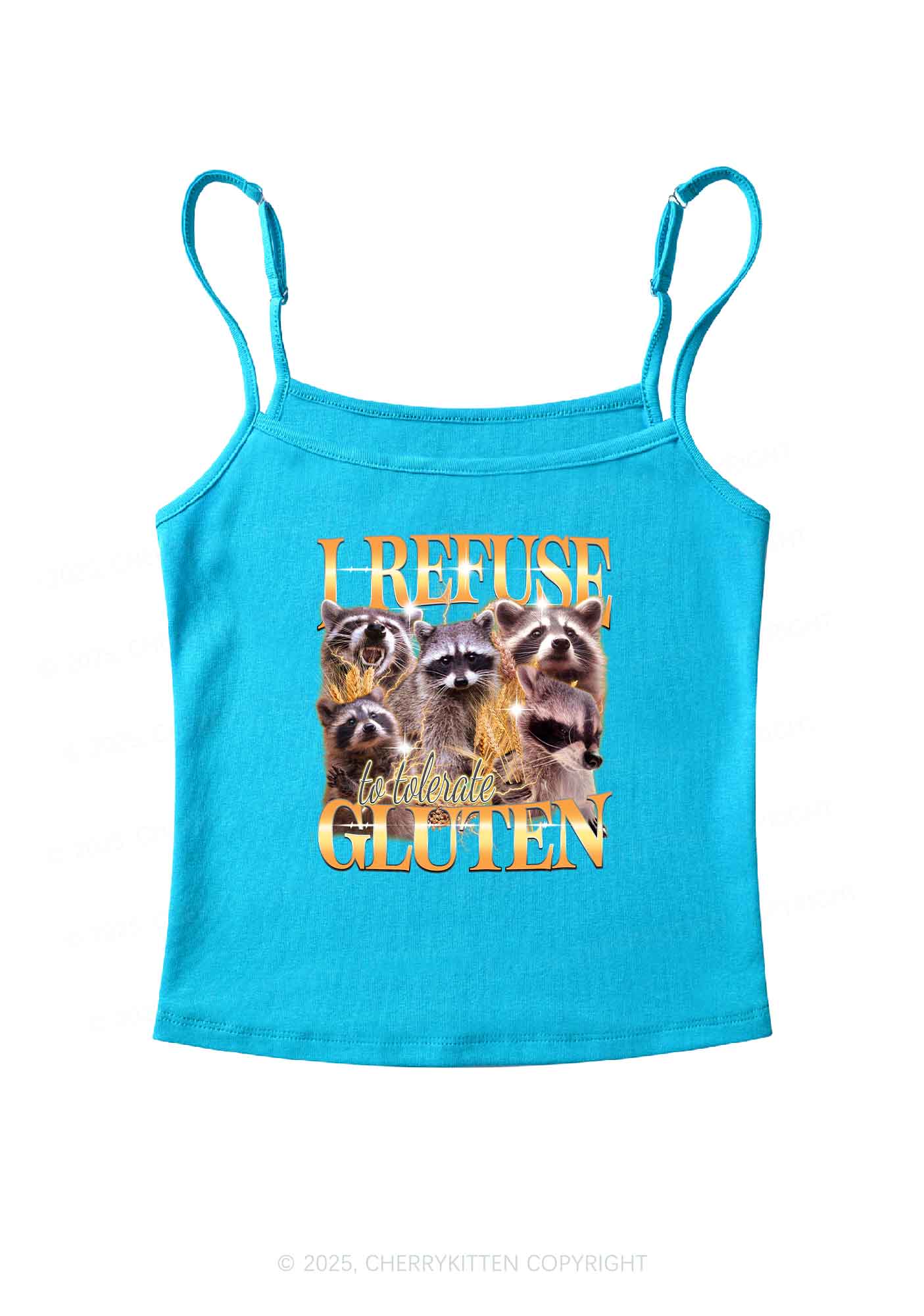 Raccoons Refuse Tolerate Gluten Y2K Spaghetti Strap Cami Cherrykitten