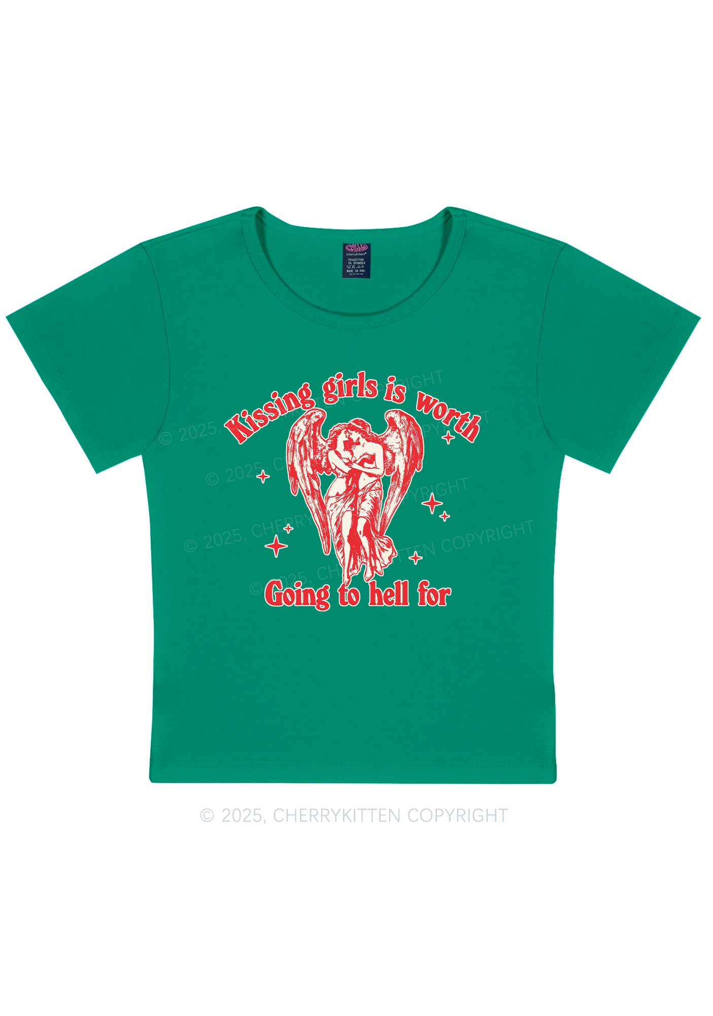 Kissing Girls To Hell Pride Y2K Baby Tee Cherrykitten