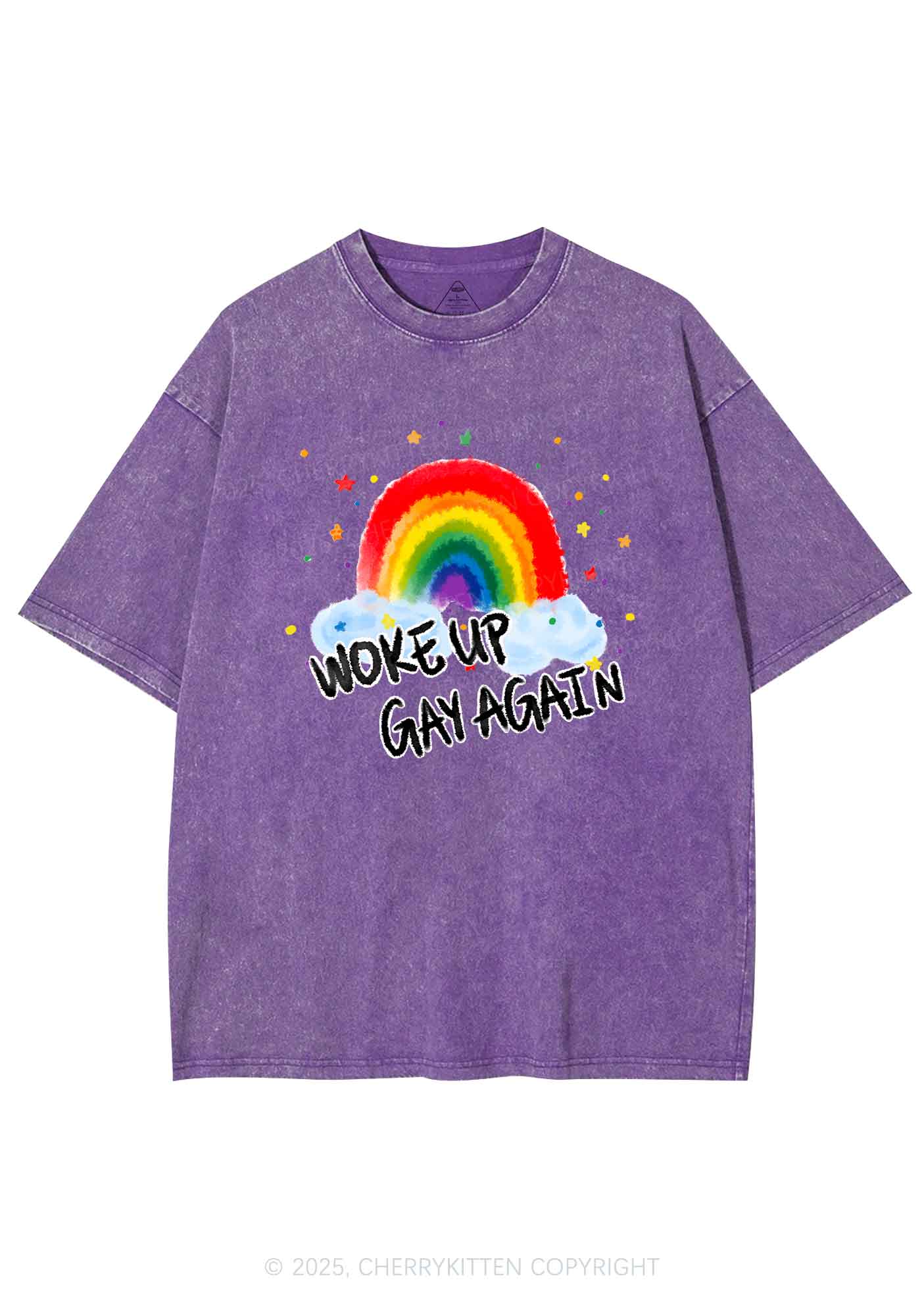 Woke Up Gay Again Y2K Shirts Washed Tee Cherrykitten
