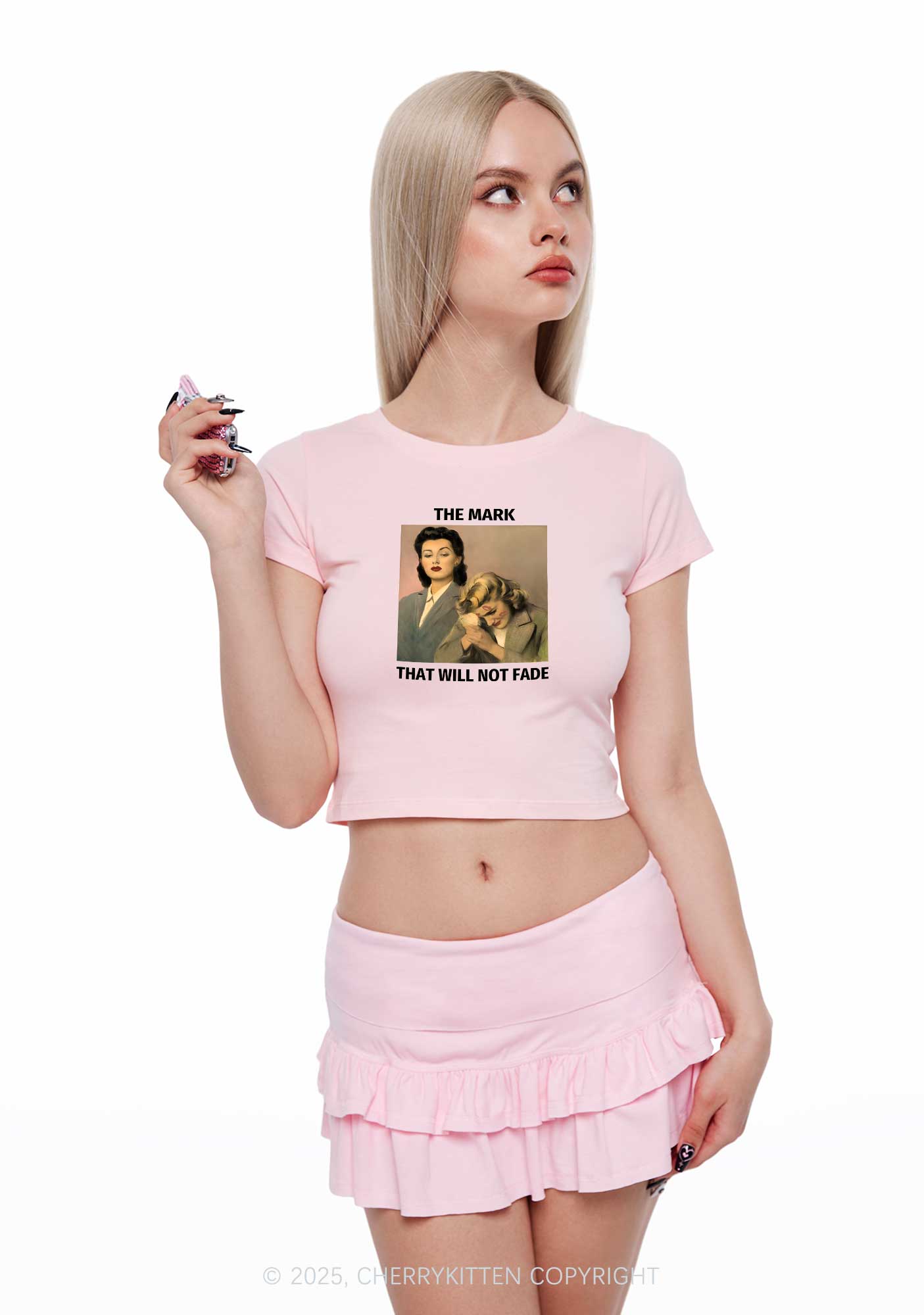 Mark Will Not Fade Pride Y2K Baby Tee Cherrykitten