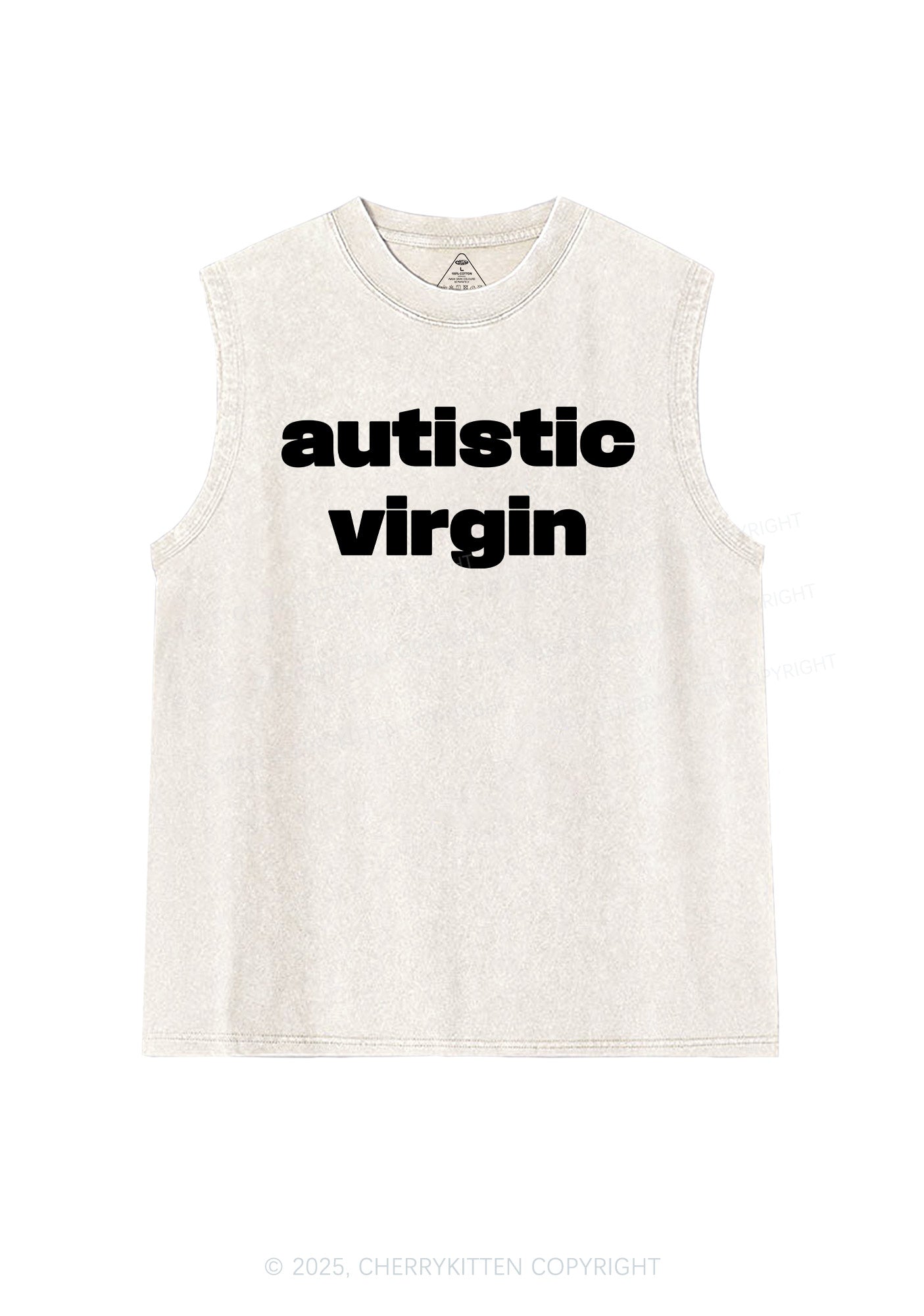 Autistic Virgin Y2K Washed Muscle Tank Cherrykitten