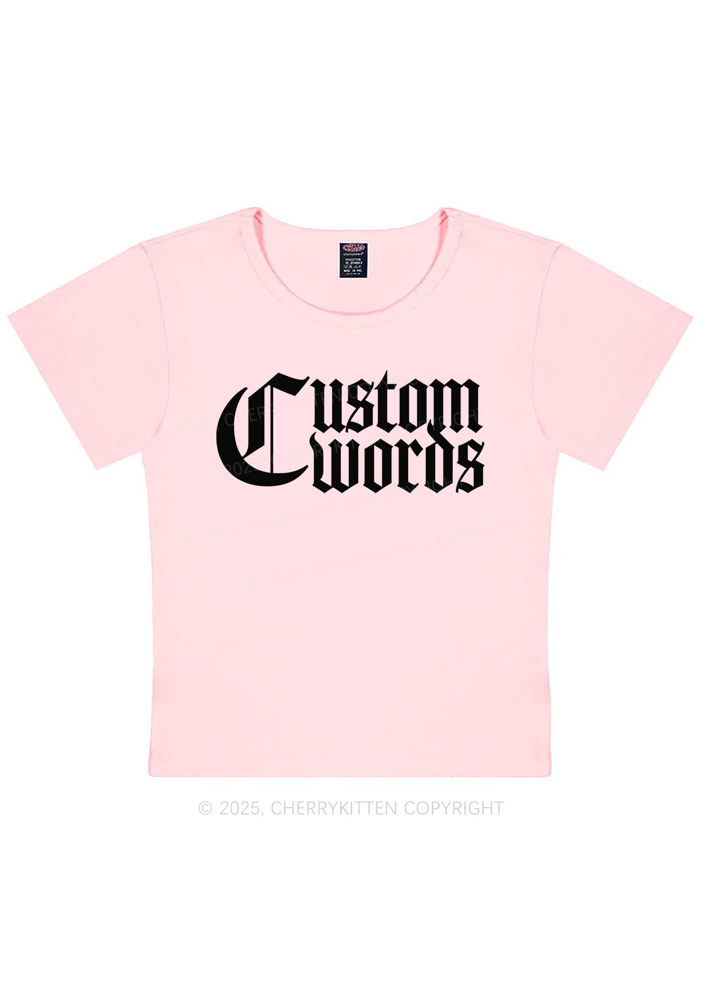 Custom Text Gothic Font Y2K Baby Tee Cherrykitten