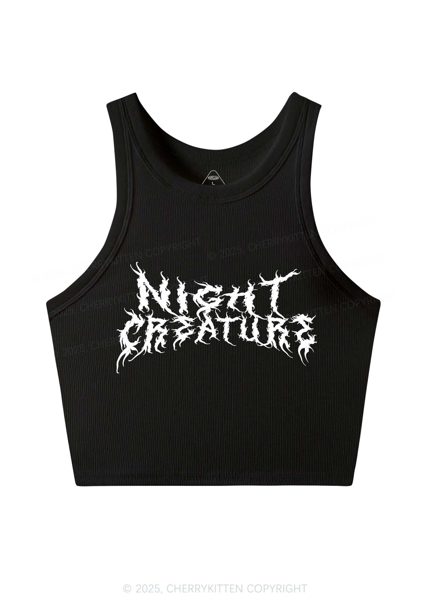 Night Creature Y2K Crop Tank Top Cherrykitten