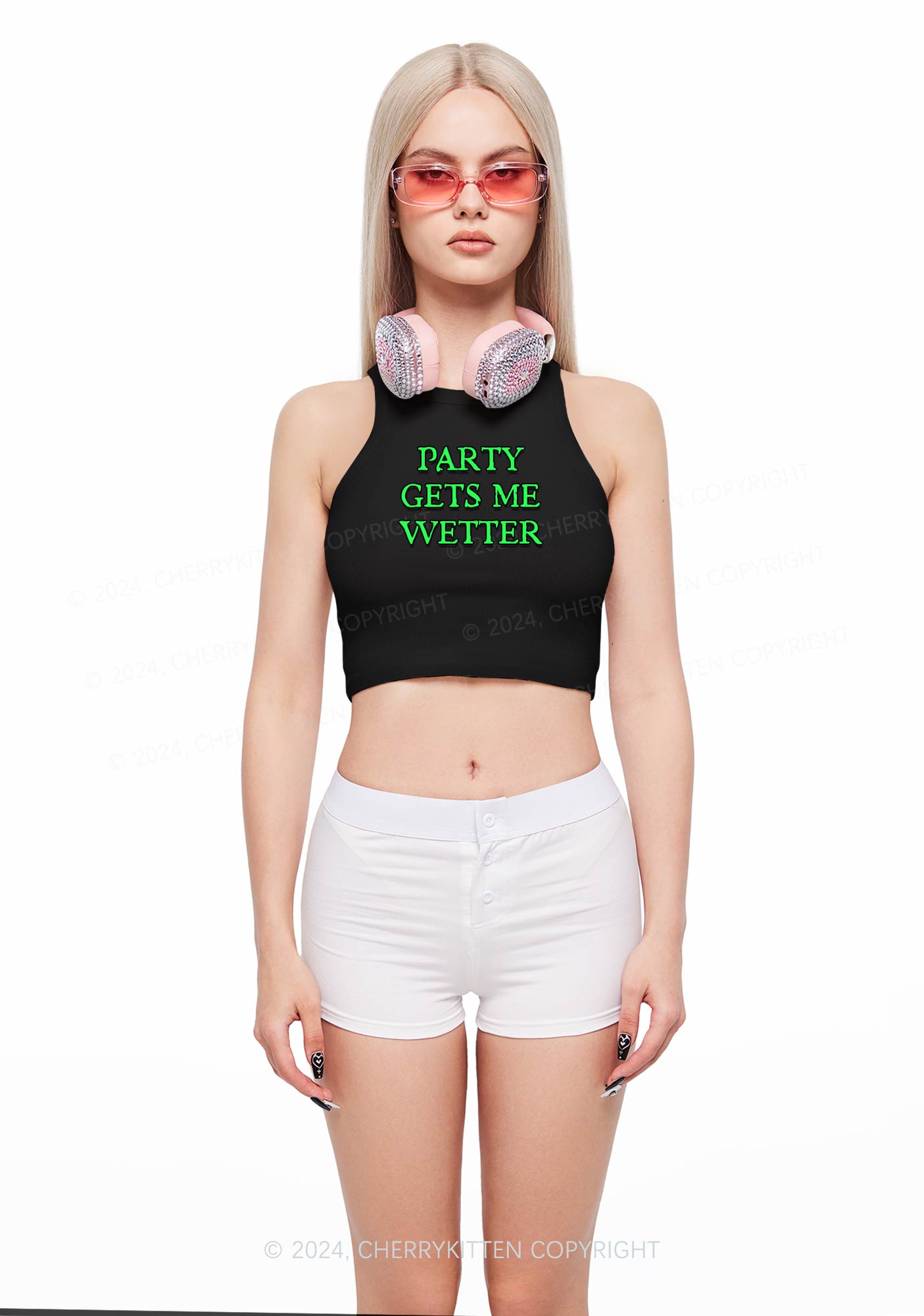 Party Gets Me Wetter Y2K Crop Tank Top Cherrykitten