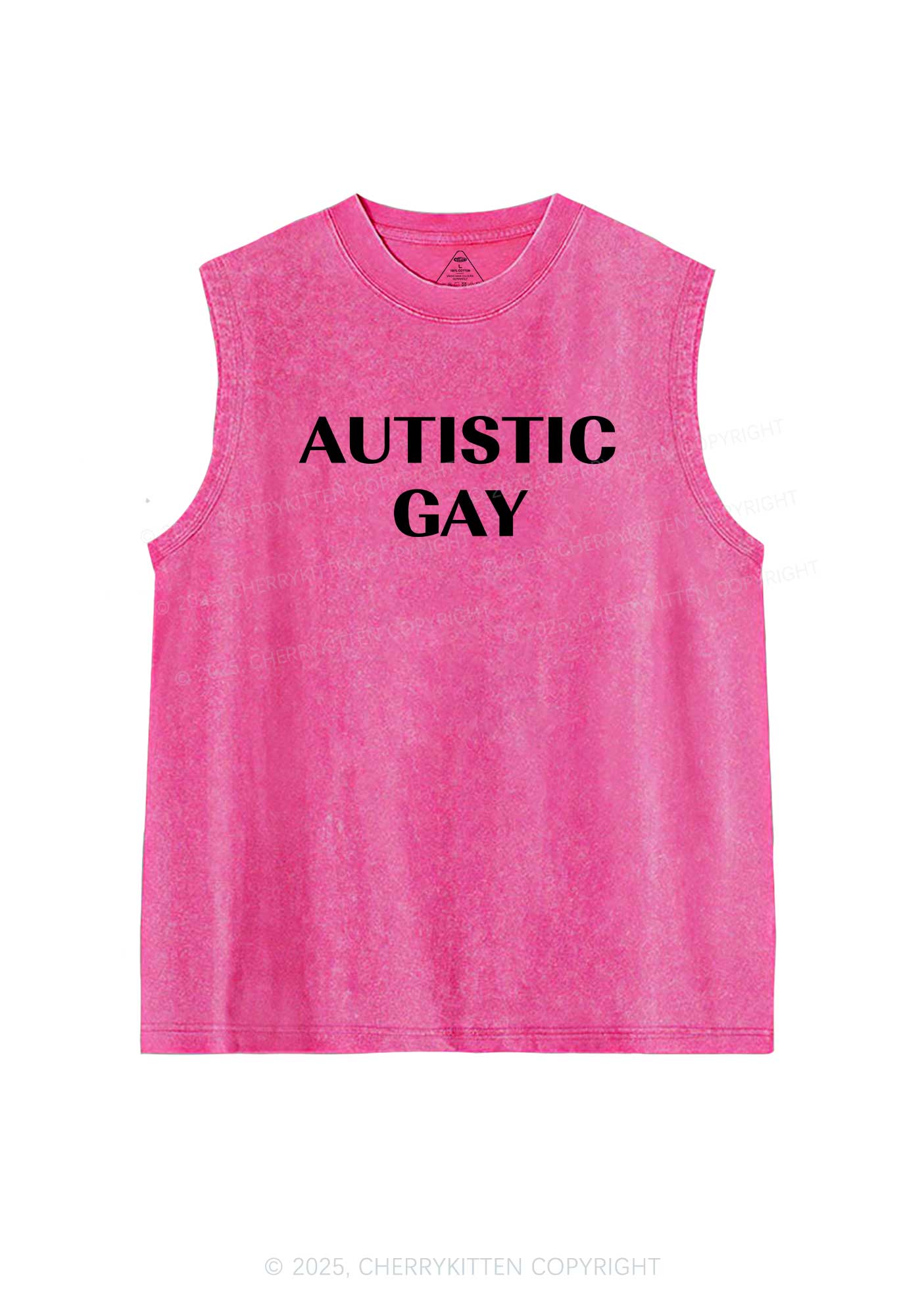 Autistic Gay Pride Y2K Washed Muscle Tank Cherrykitten