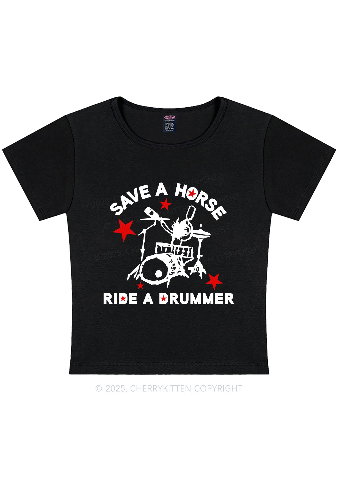 Save Horse Ride Drummer Y2K Baby Tee Cherrykitten