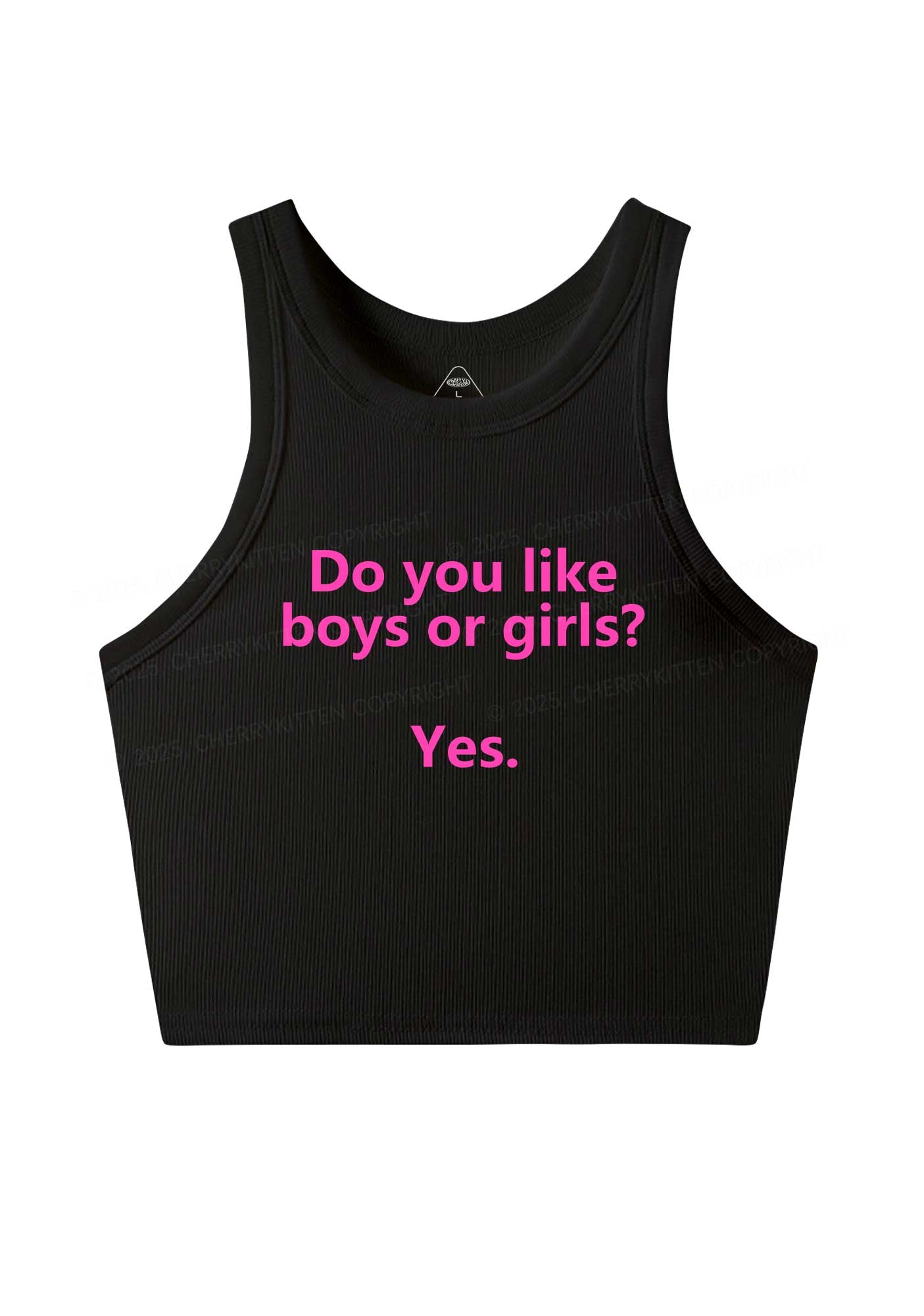 Do You Like Boys Or Girls Pride Y2K Crop Tank Top Cherrykitten