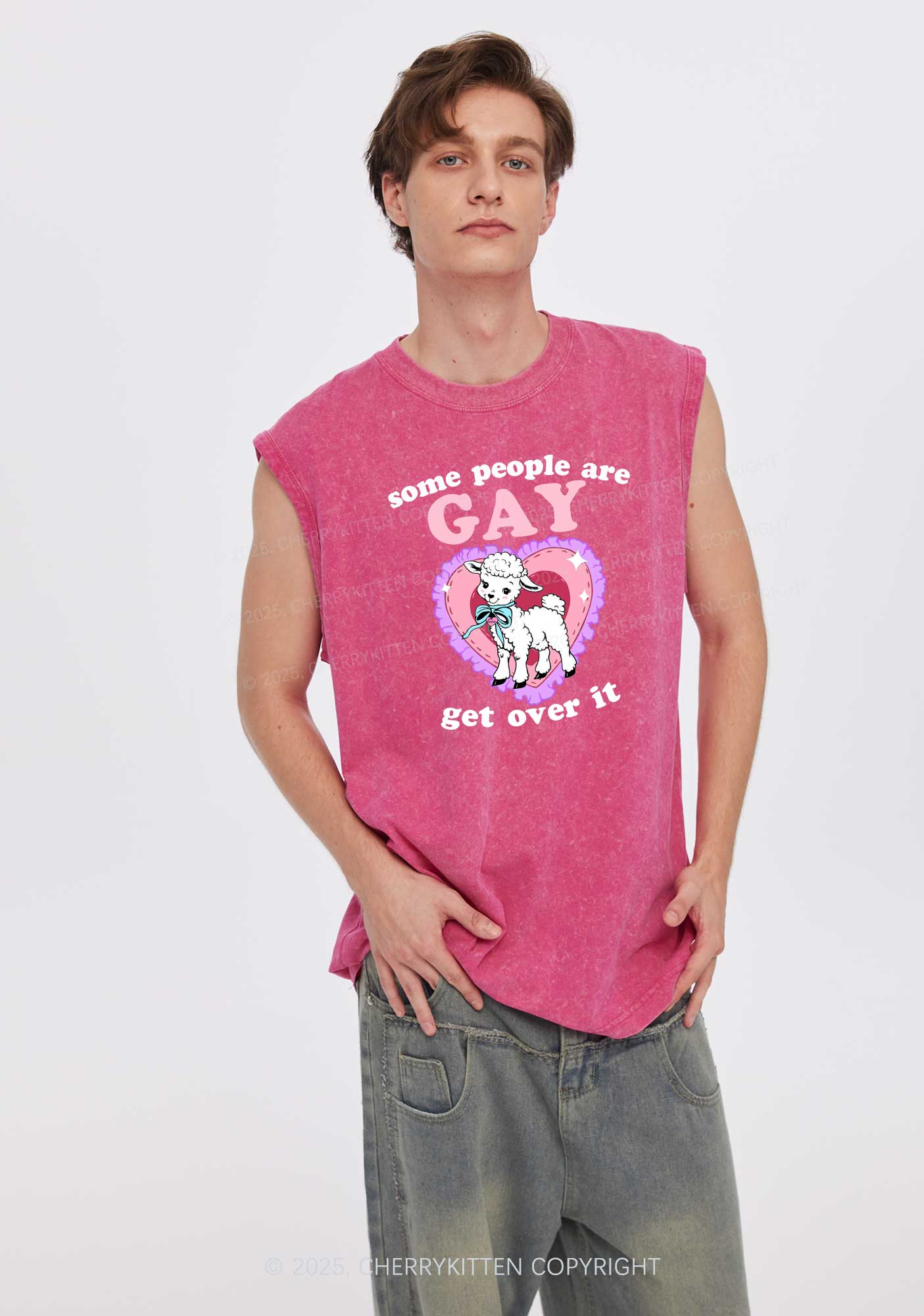 Some People Are Gay Pride Y2K Washed Muscle Tank Cherrykitten