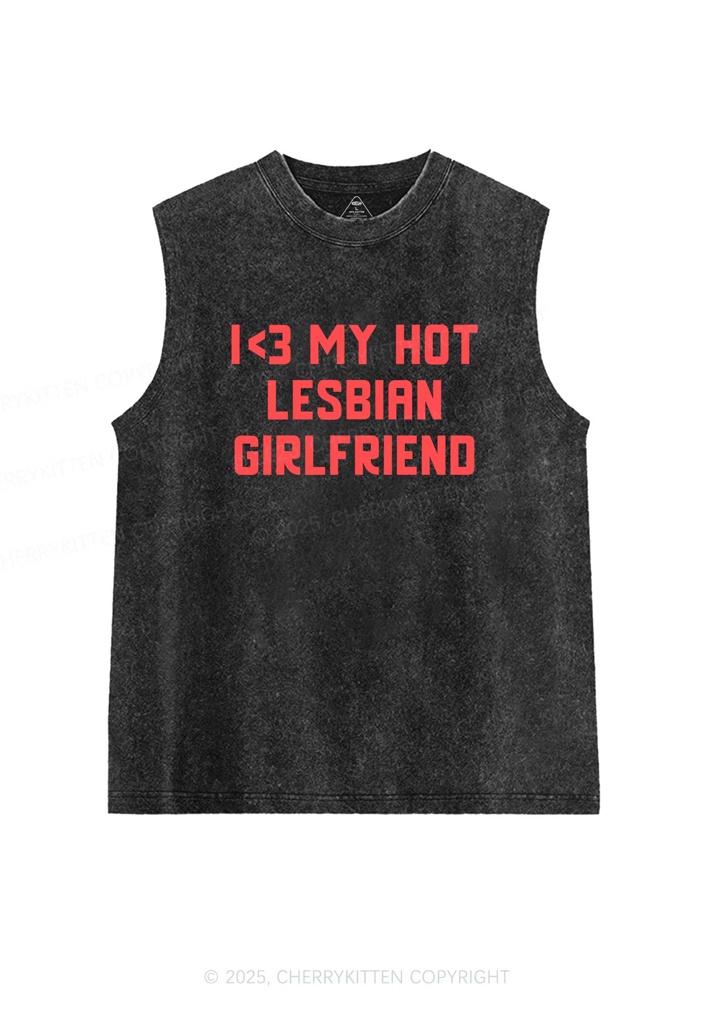 My Hot Lesbian GF Pride Y2K Washed Muscle Tank Cherrykitten