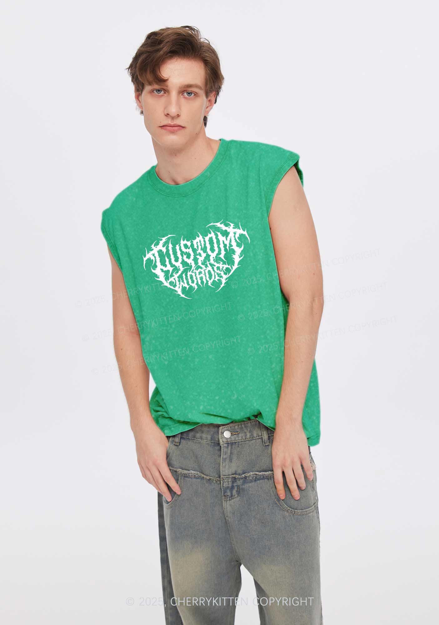 Custom Punk Words Y2K Washed Muscle Tank Cherrykitten
