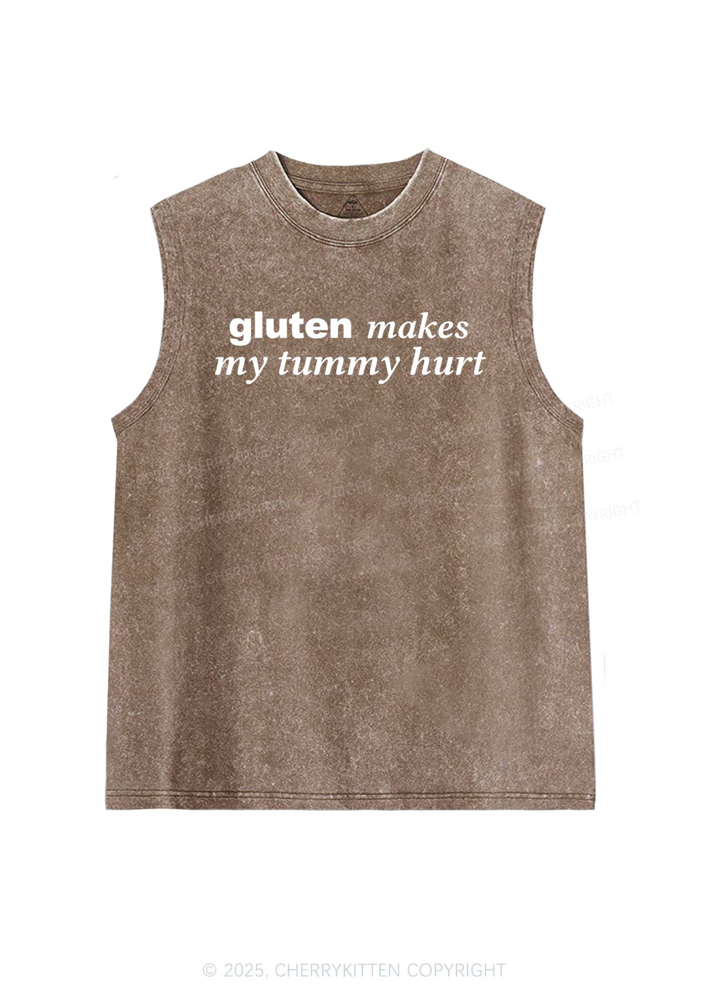 Gluten Makes Tummy Hurt Y2K Washed Muscle Tank Cherrykitten