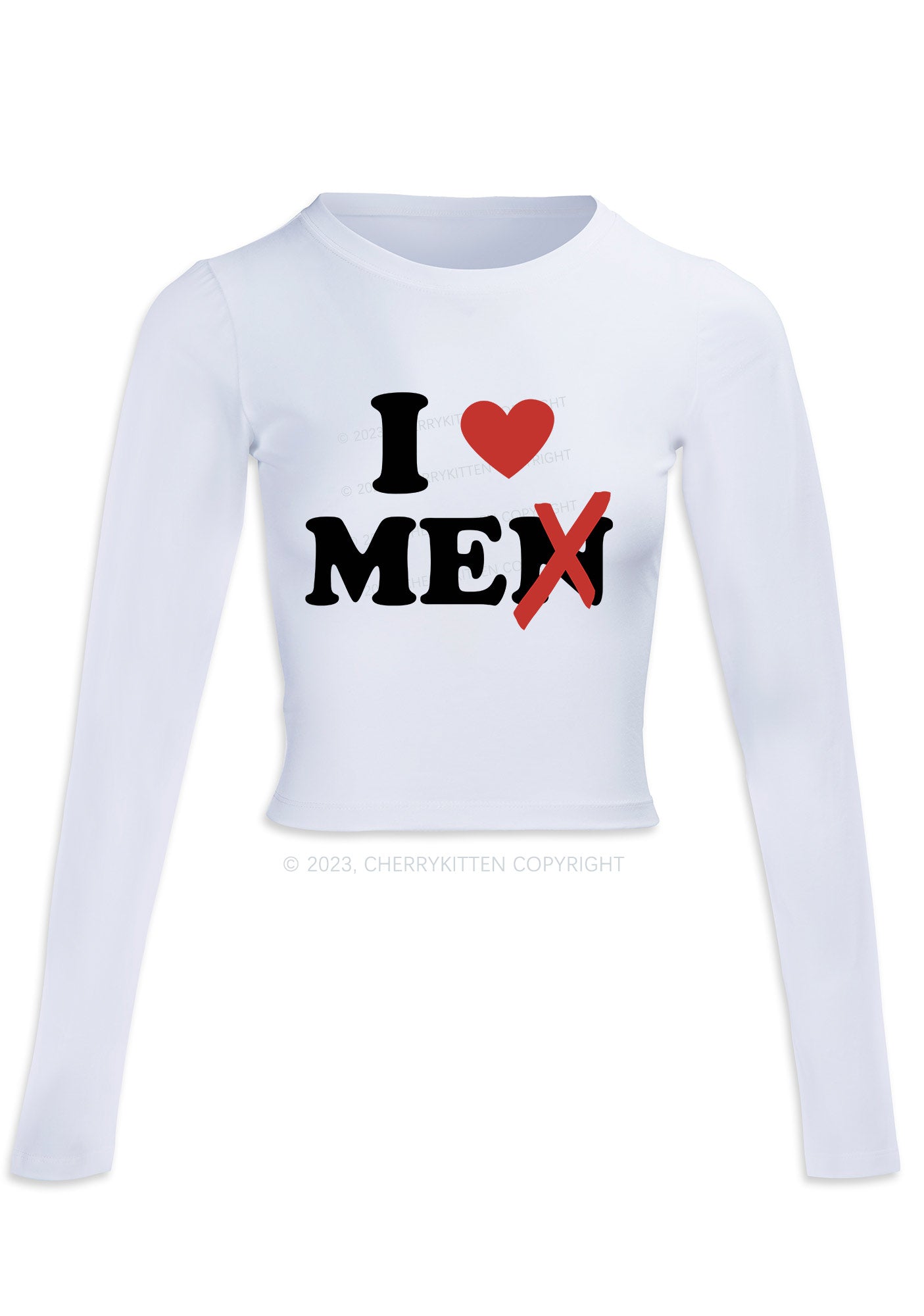 Love Me Not Men Long Sleeve Crop Top Cherrykitten