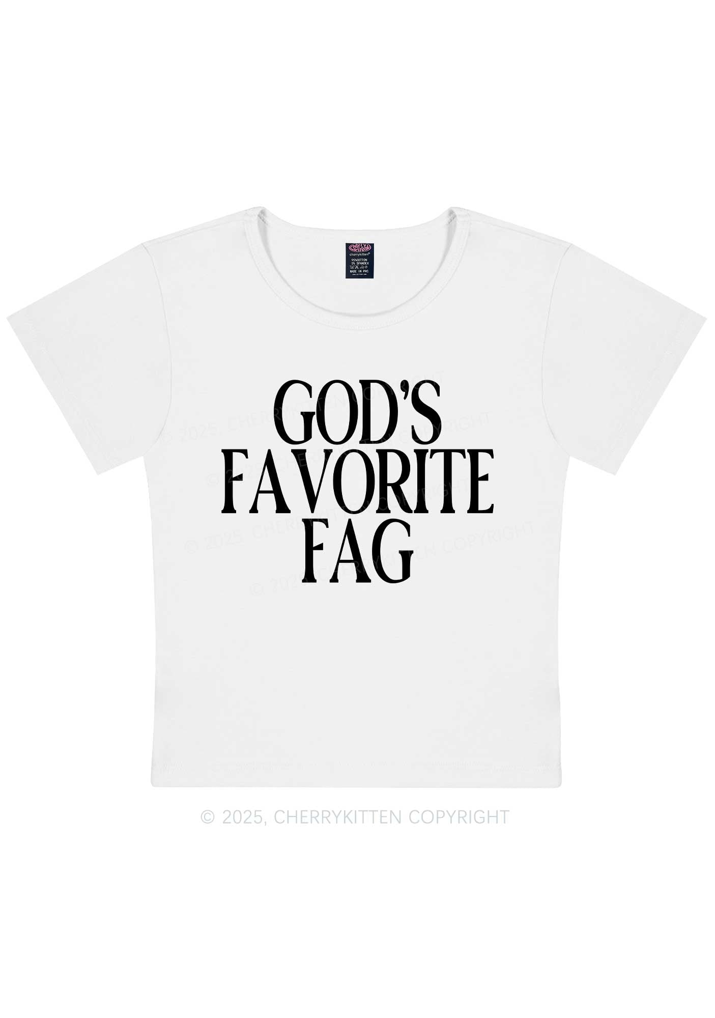 Gods Favorite Fag Pride Y2K Baby Tee Cherrykitten
