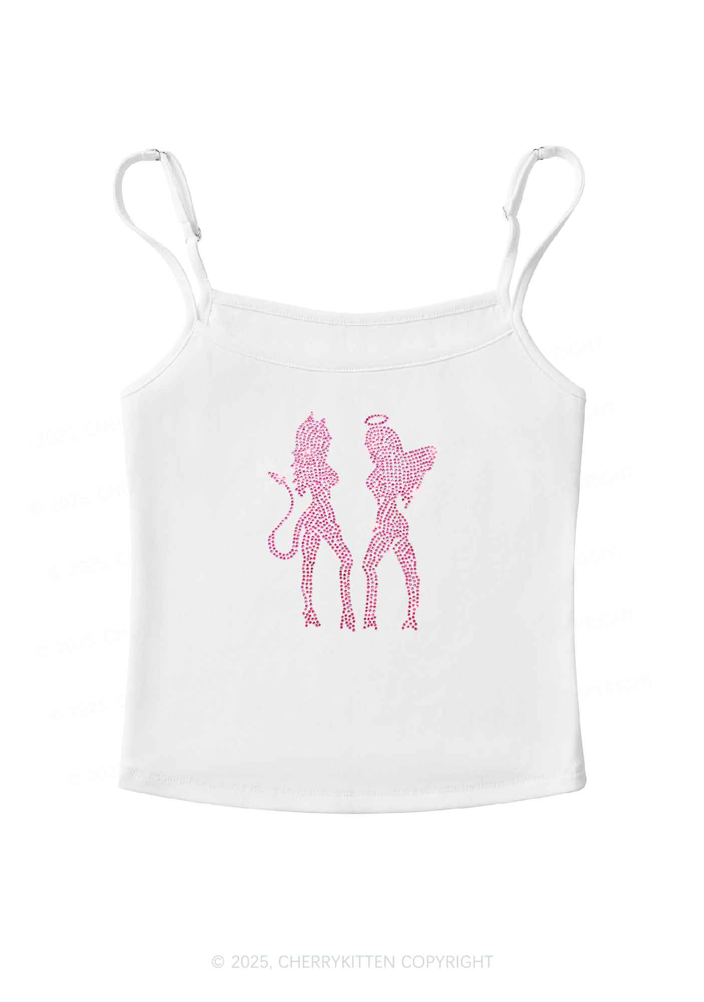 Rhinestone Dancing Girls Y2K Spaghetti Strap Cami Cherrykitten