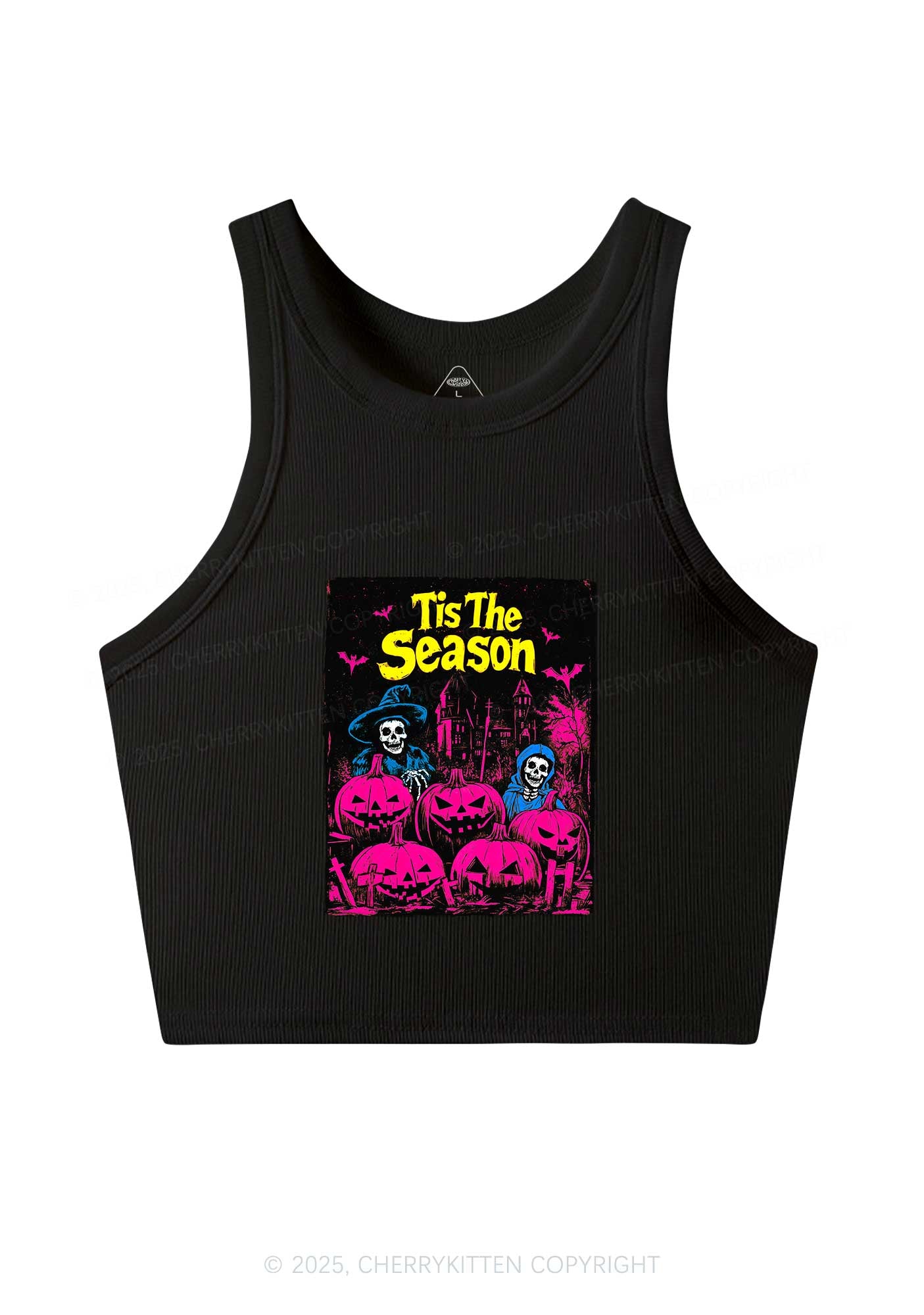 Halloween Tis The Season Skull Y2K Crop Tank Top Cherrykitten