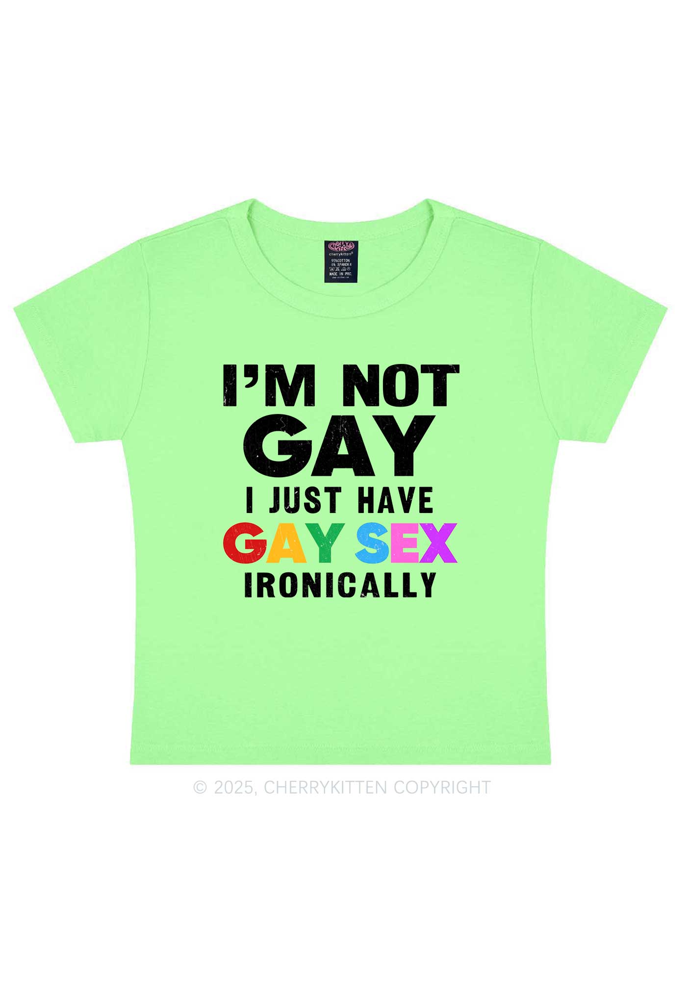 Gay Sx Ironically Pride Y2K Baby Tee Cherrykitten