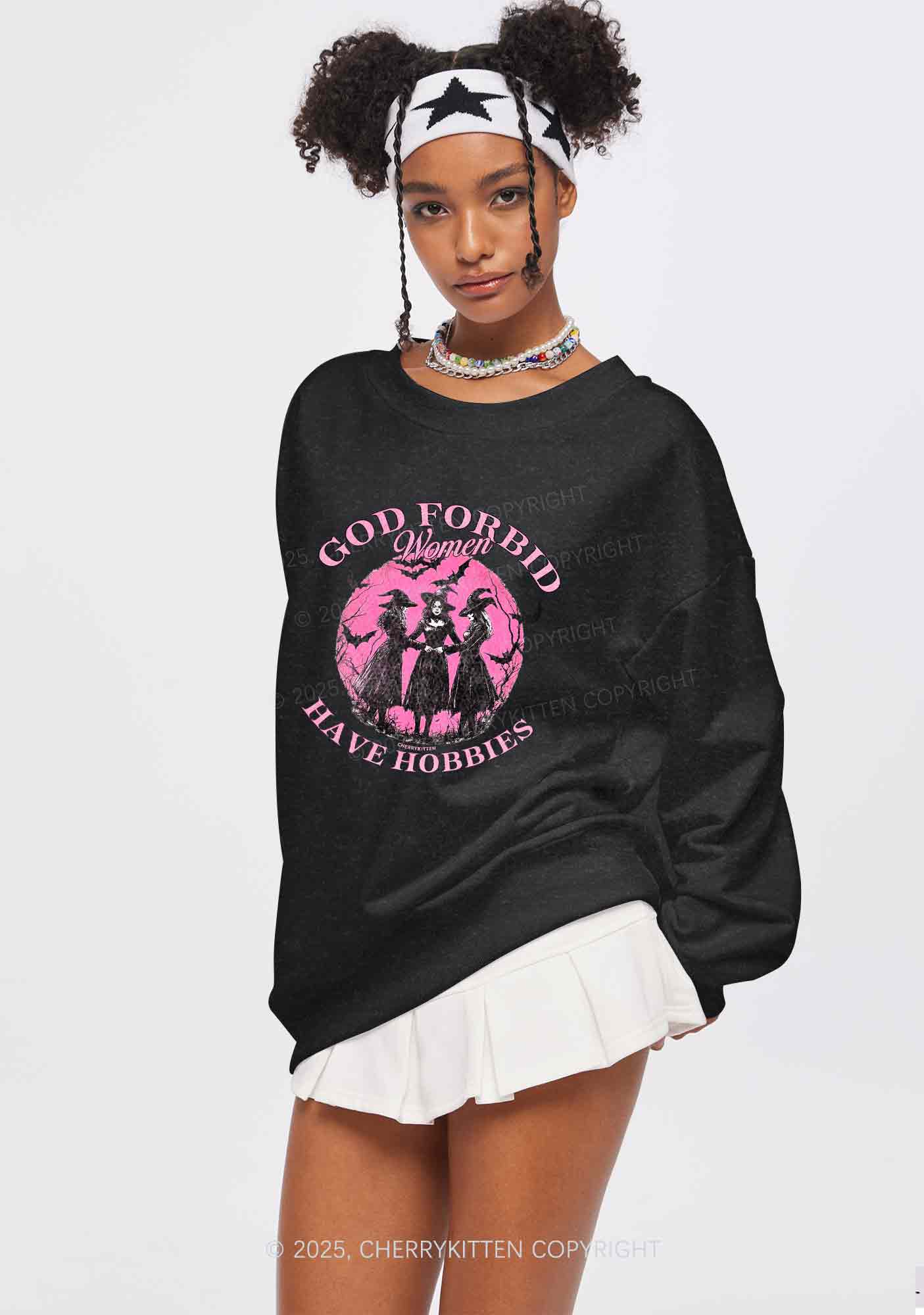 Halloween God Forbid Women Hobbies Y2K Washed Sweatshirts Cherrykitten