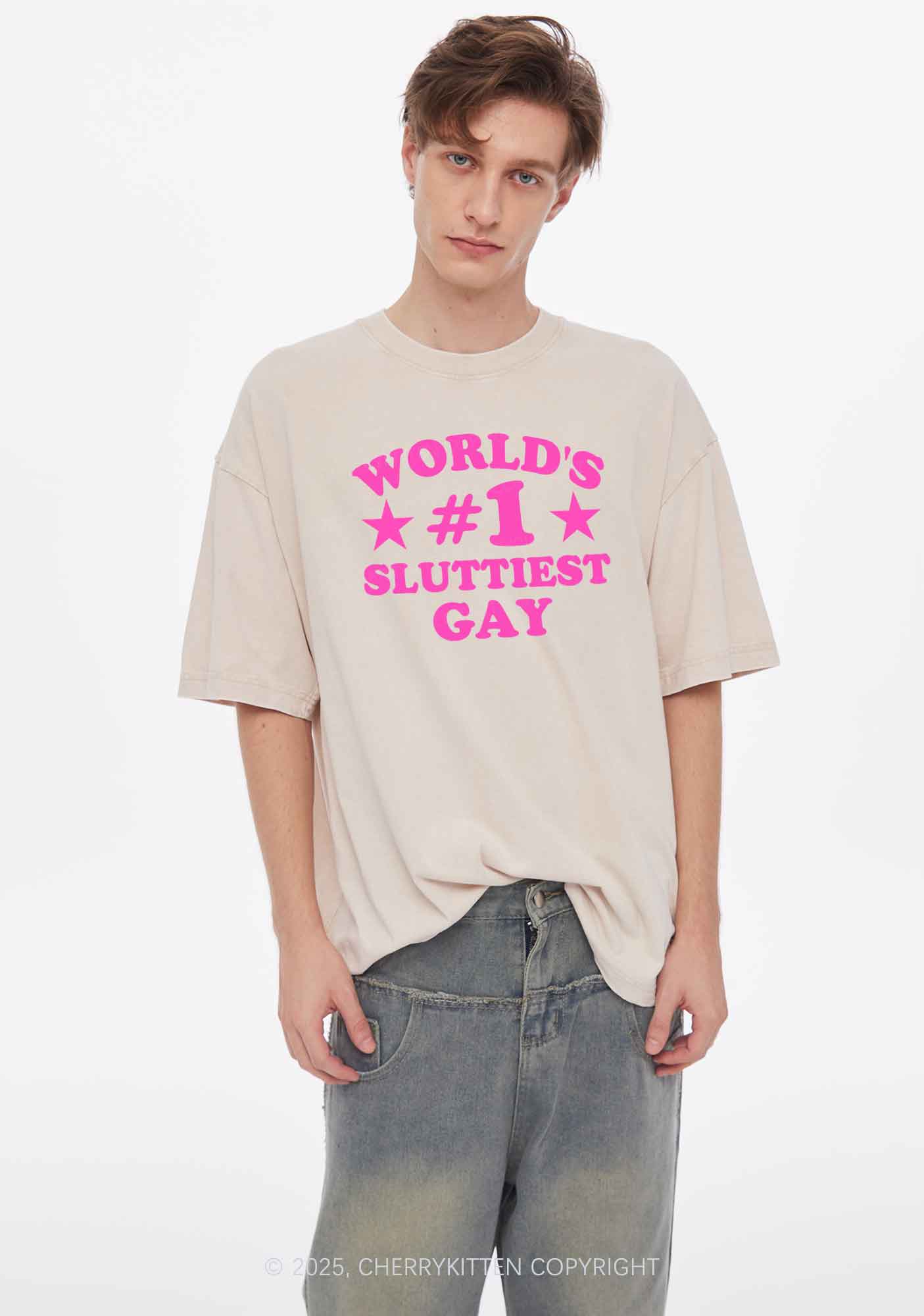 Worlds First Slxttiest Gay Pride Y2K Shirts Washed Tee Cherrykitten