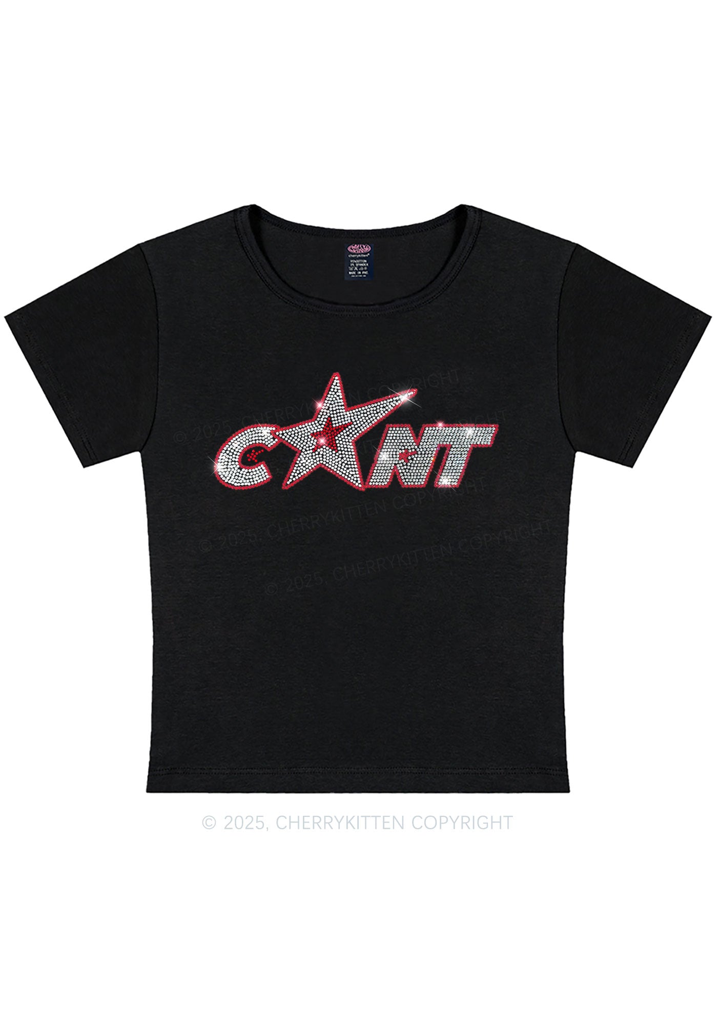 Rhinestone Star Cxxt Y2K Baby Tee Cherrykitten