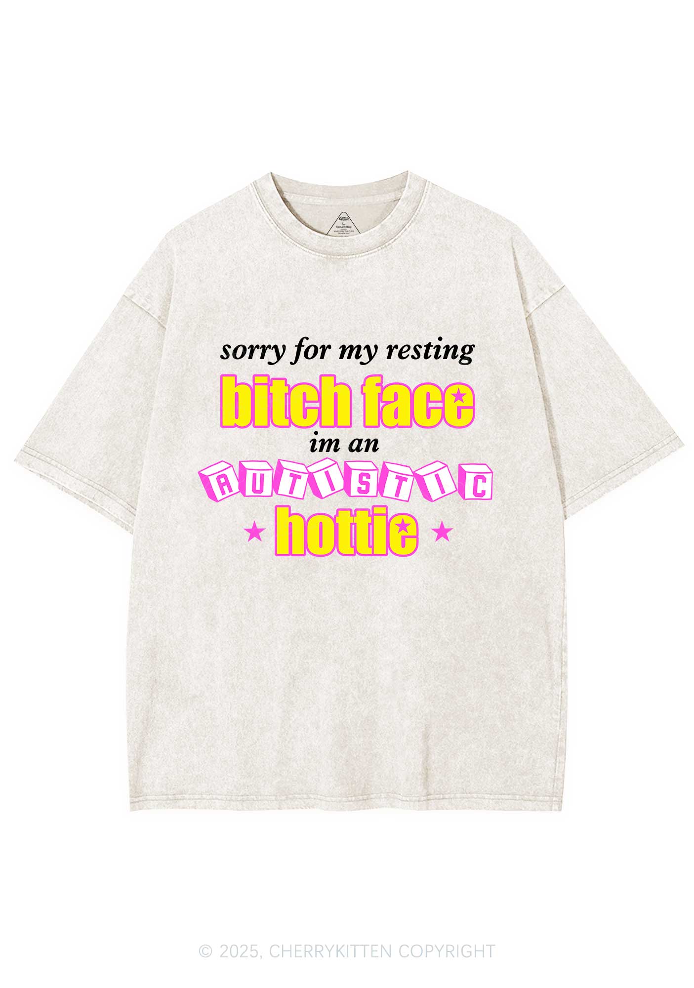 Autistic Hottie Y2K Shirts Washed Tee Cherrykitten