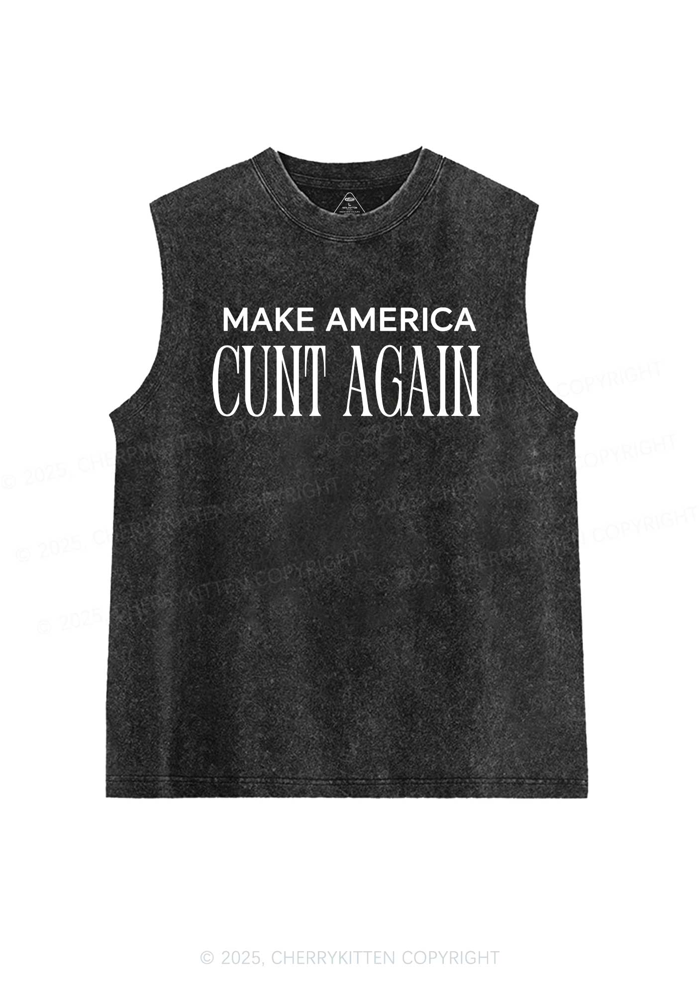 Make America Cxxt Again Y2K Washed Muscle Tank Cherrykitten