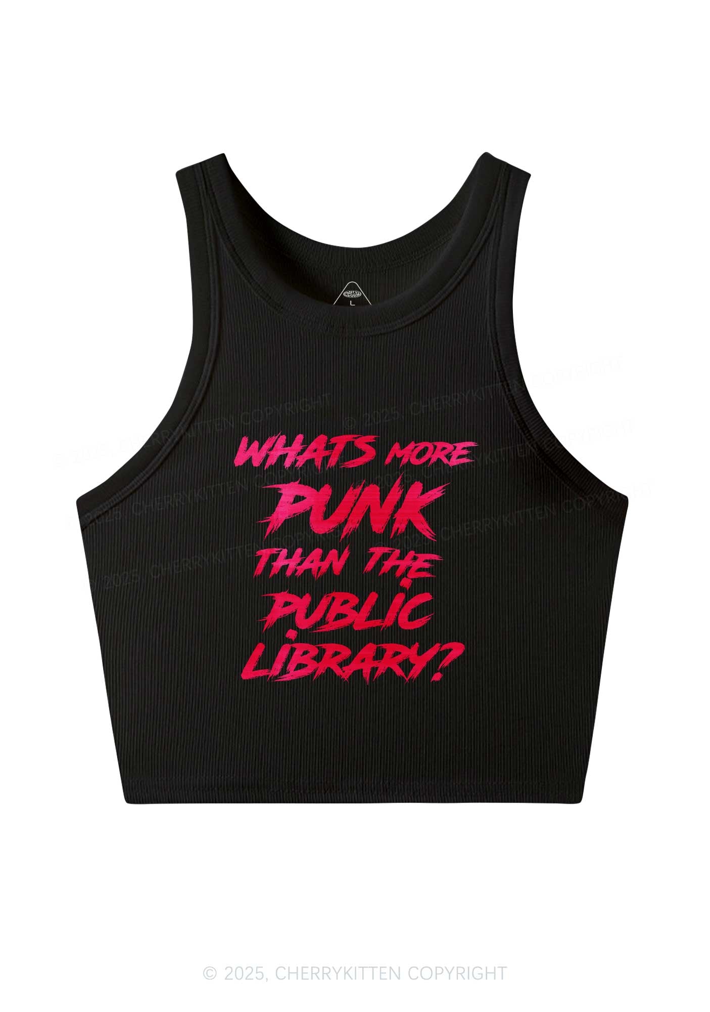 Punk Than Public Library Y2K Crop Tank Top Cherrykitten