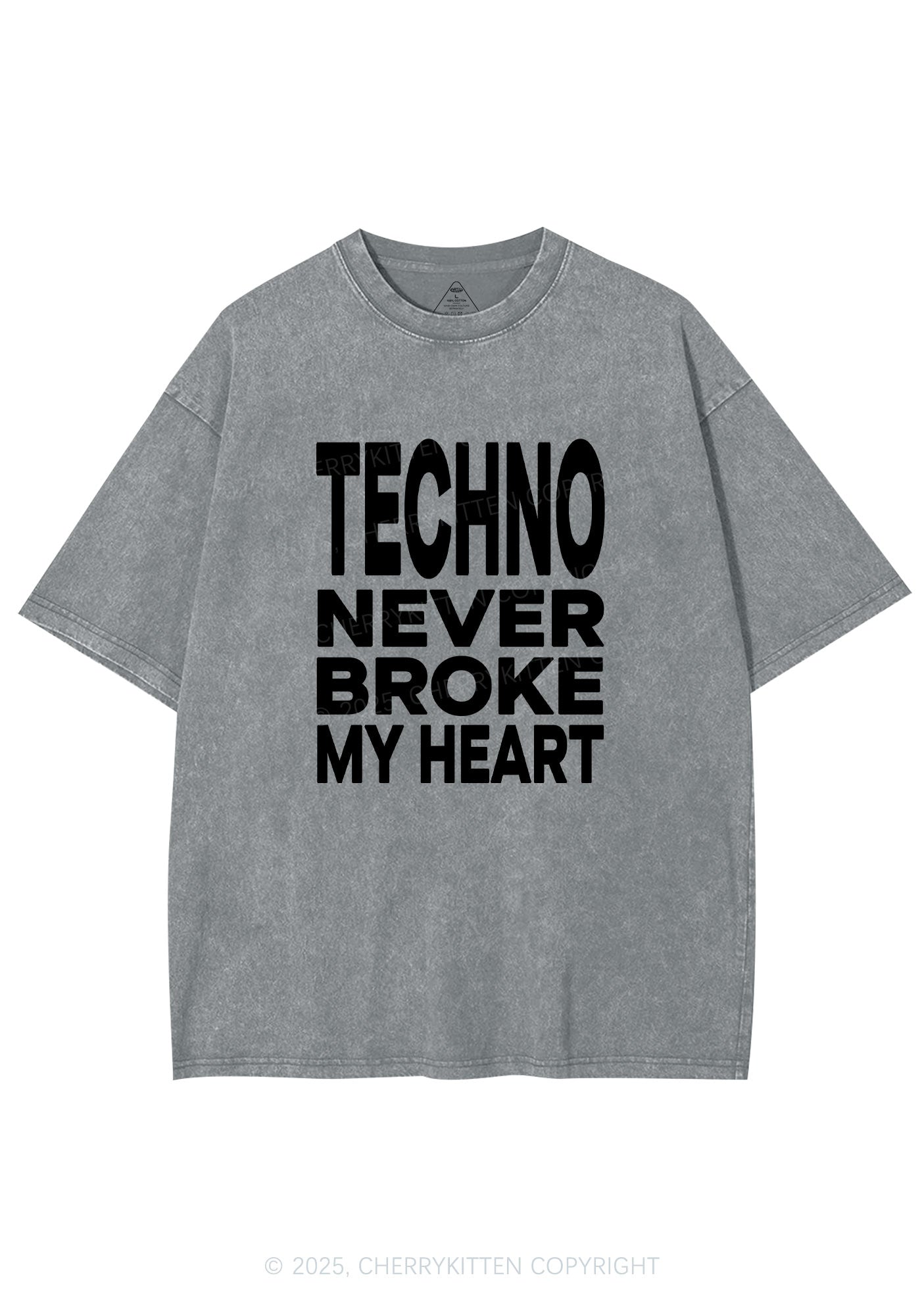 Techno Heart Y2K Shirts Washed Tee Cherrykitten