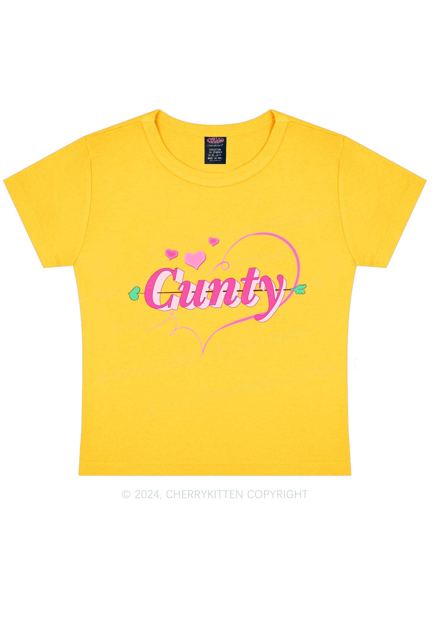 Cunty Pink Heart Y2K Valentine's Day Baby Tee Cherrykitten