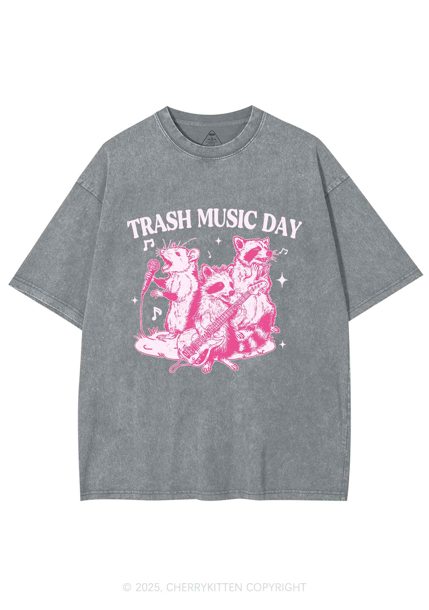 Trash Music Day Y2K Shirts Washed Tee Cherrykitten