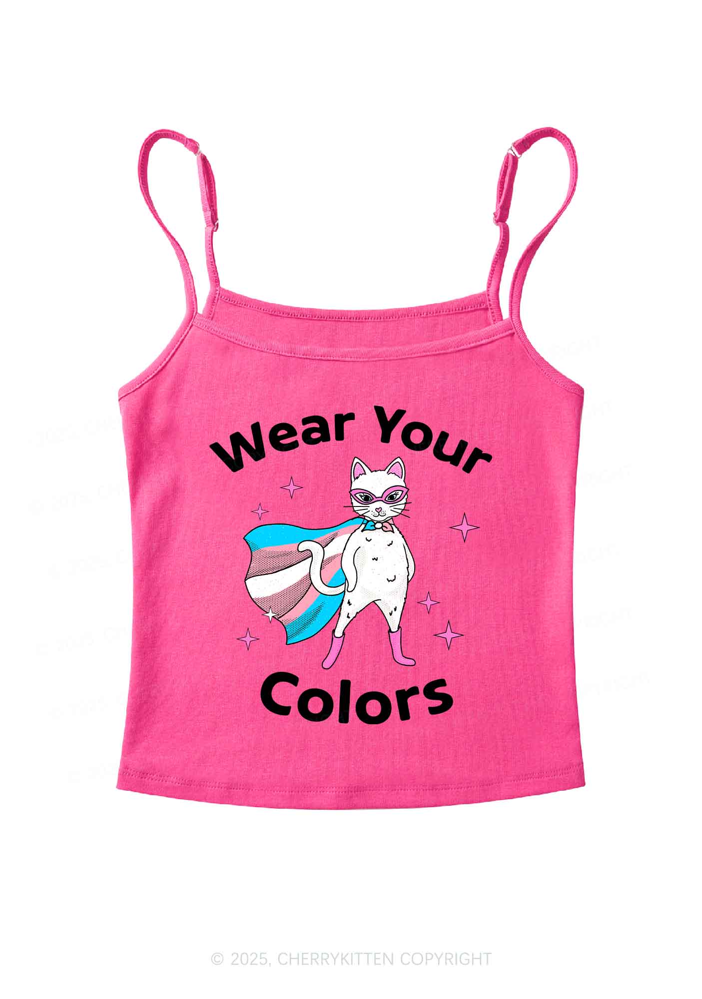 Transgender Flag Cat Pride Y2K Spaghetti Strap Cami Cherrykitten