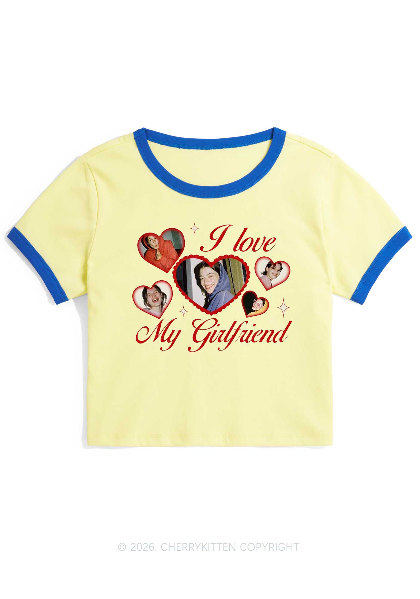 Custom Girlfriend Boyfriend Photos Y2K Ringer Tee Cherrykitten