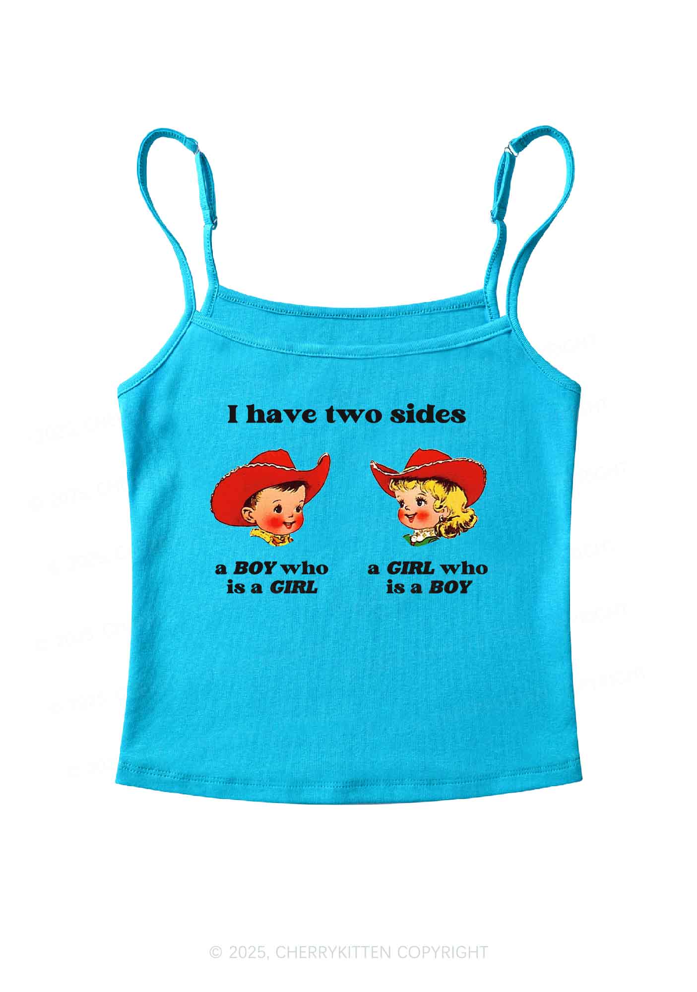 I Have Two Sides Pride Y2K Spaghetti Strap Cami Cherrykitten