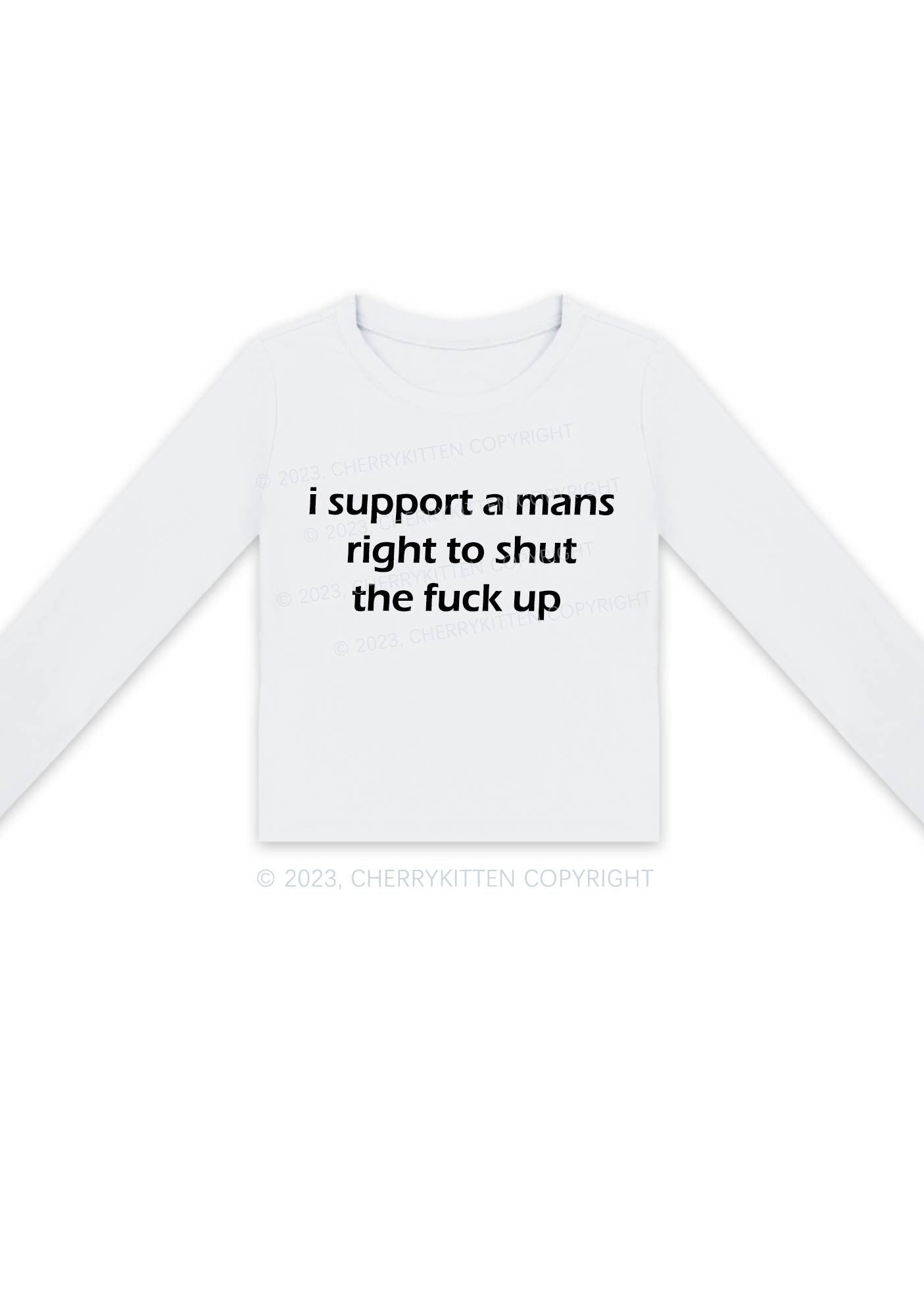 I Support A Mans Right Y2K Long Sleeve Crop Top Cherrykitten