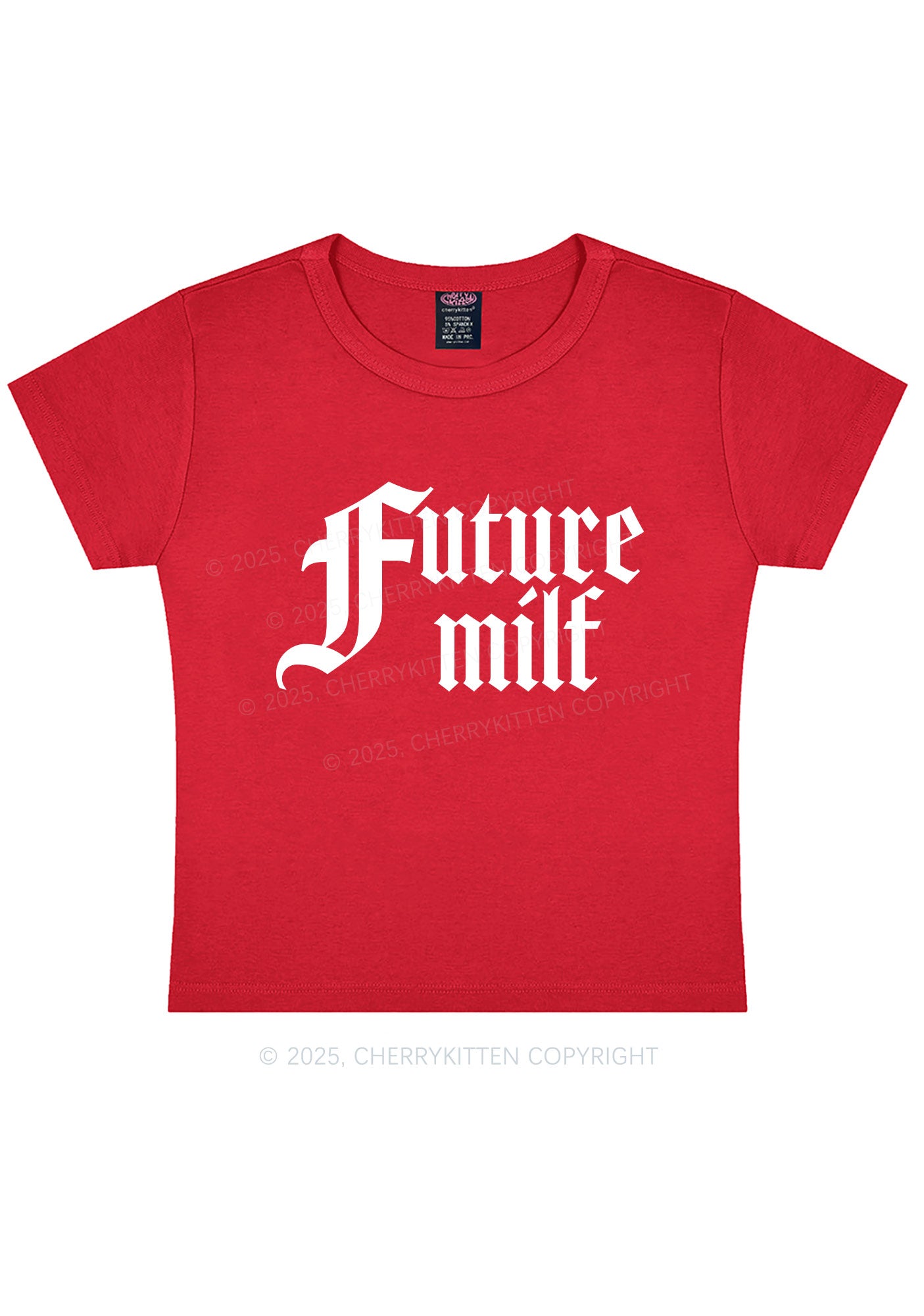 Custom Text Gothic Font Y2K Baby Tee Cherrykitten